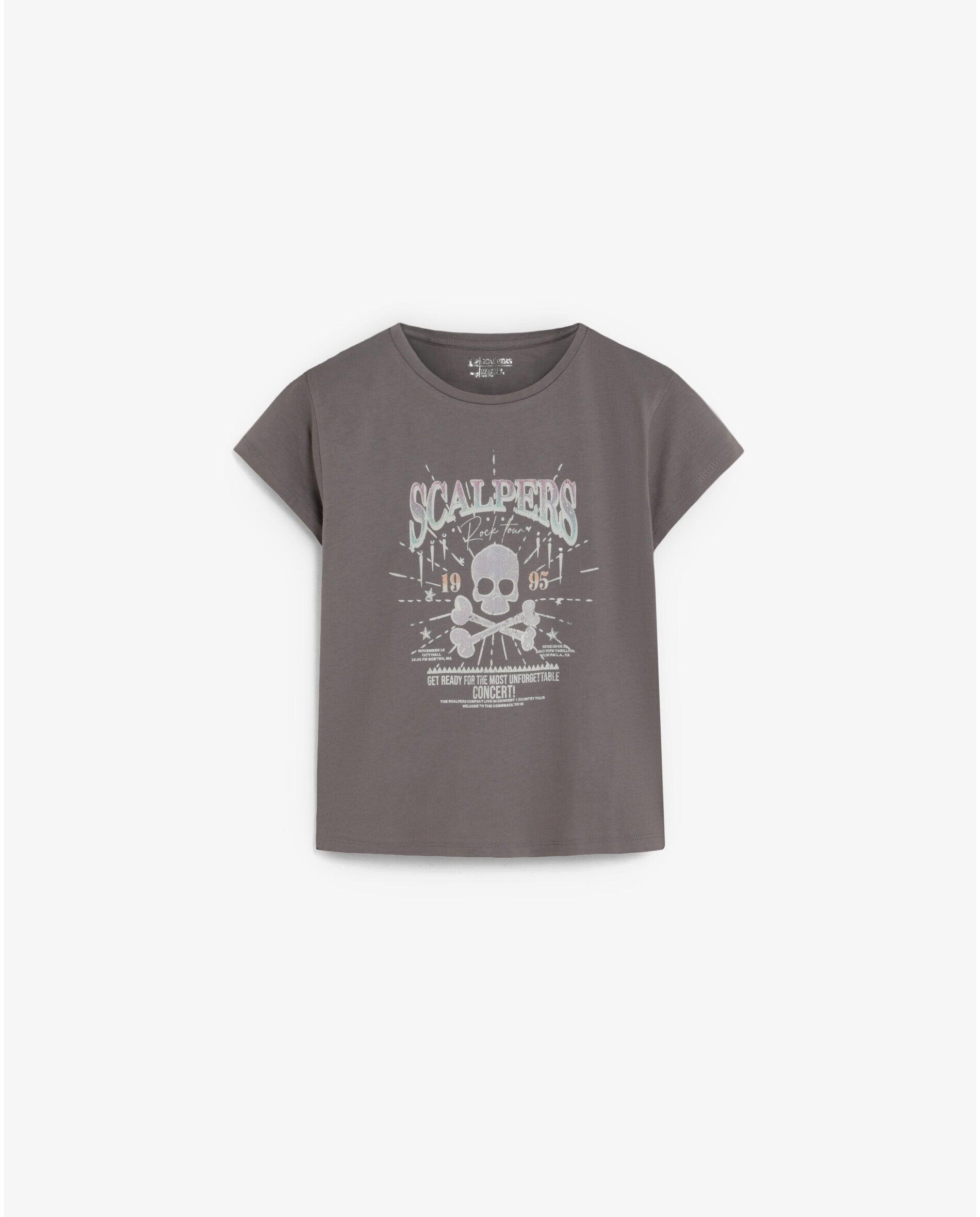 Imagen 0 de Camiseta de niña efecto lavado con strass Antracita