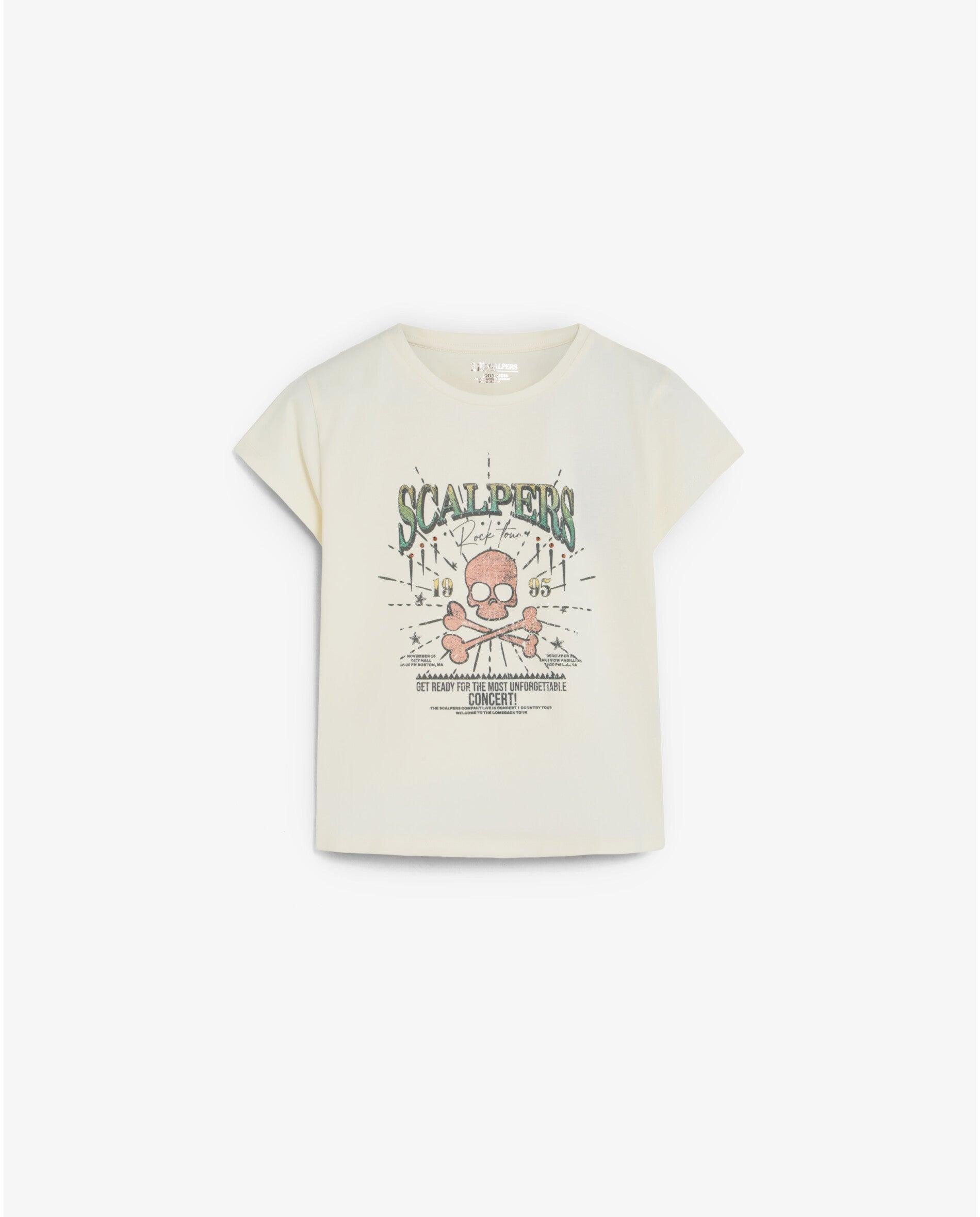 Camiseta de niña efecto lavado con strass - Scalpers - Blanco Blanco-1