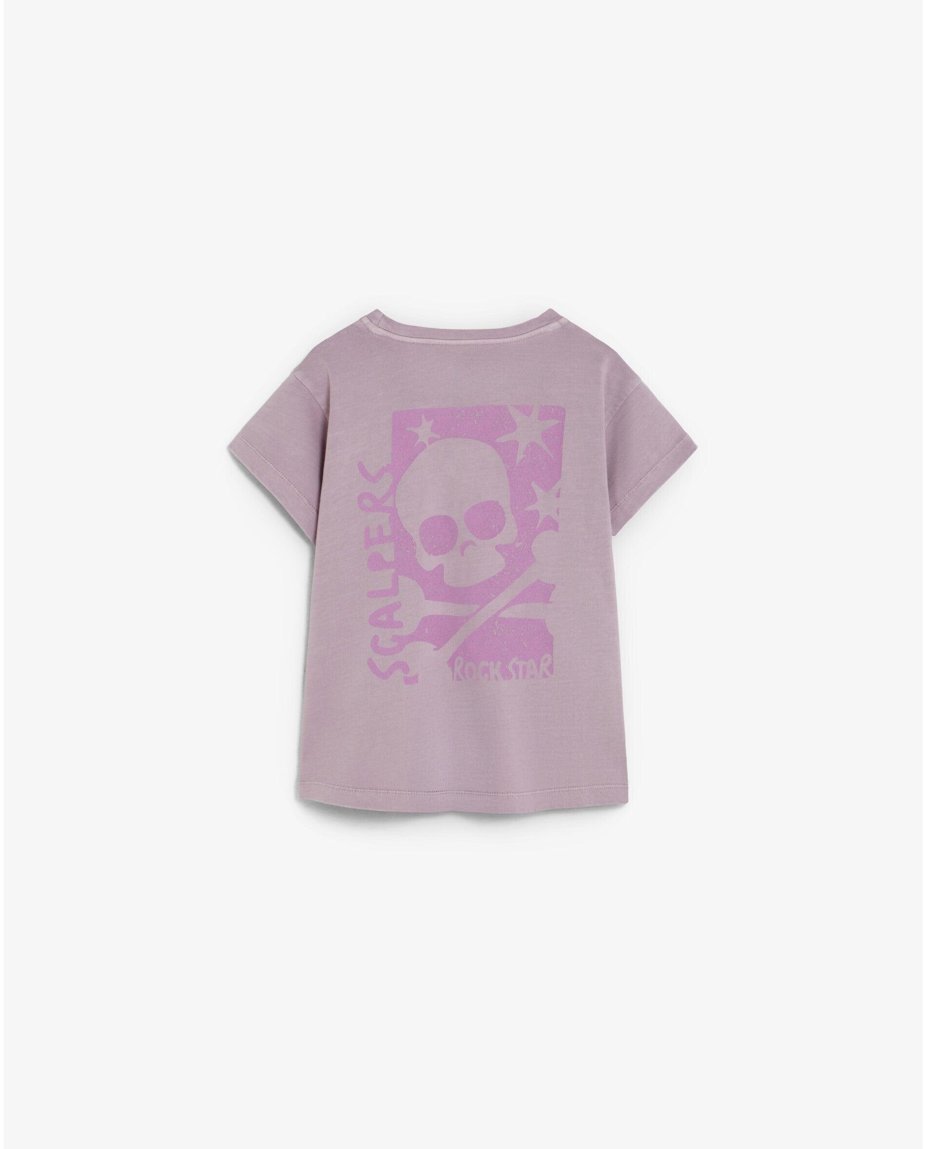 Camiseta de niña de manga corta con estampado trasero - Scalpers - Lila Lila-2