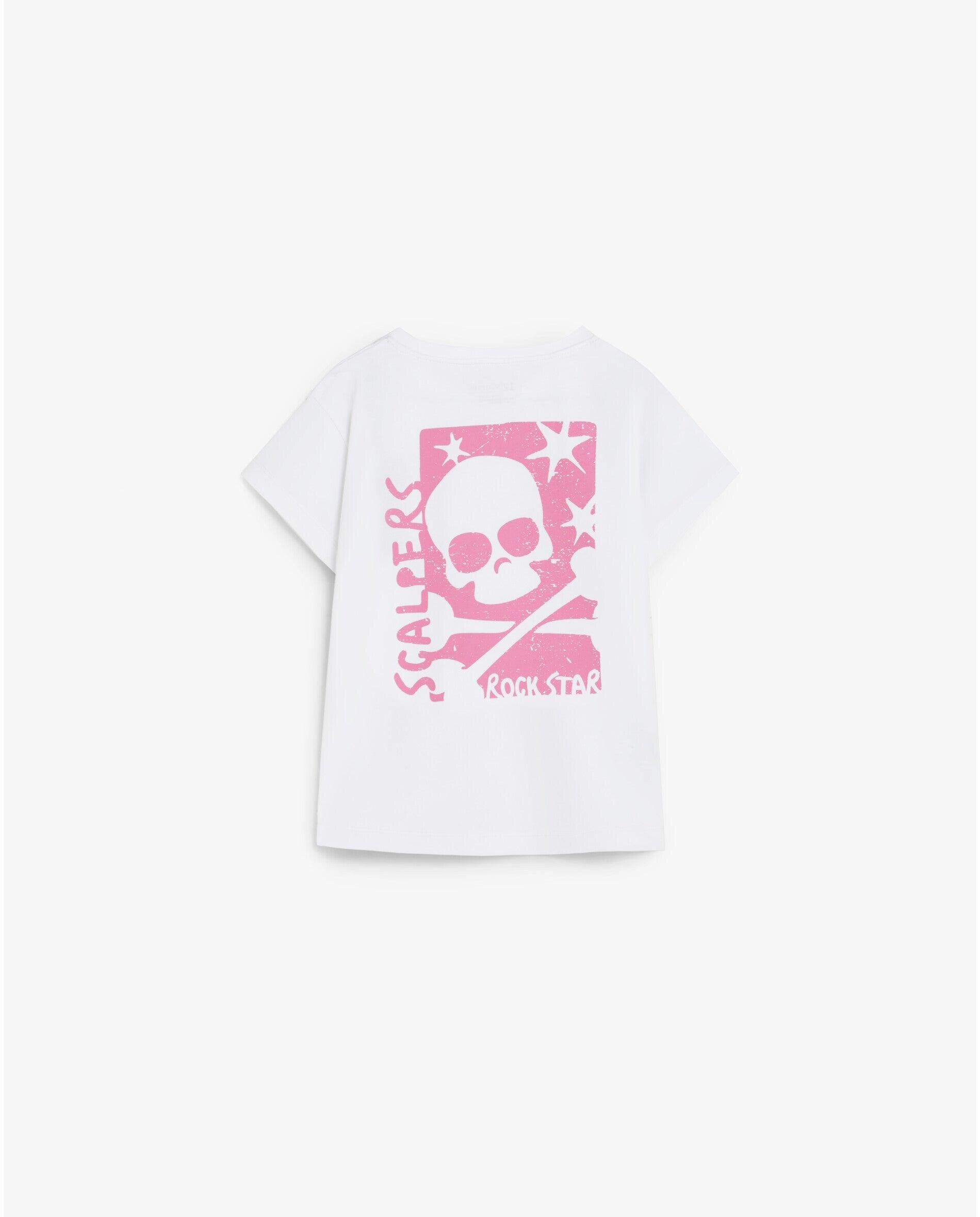 Camiseta de niña de manga corta con estampado trasero - Scalpers - Blanco Blanco-2