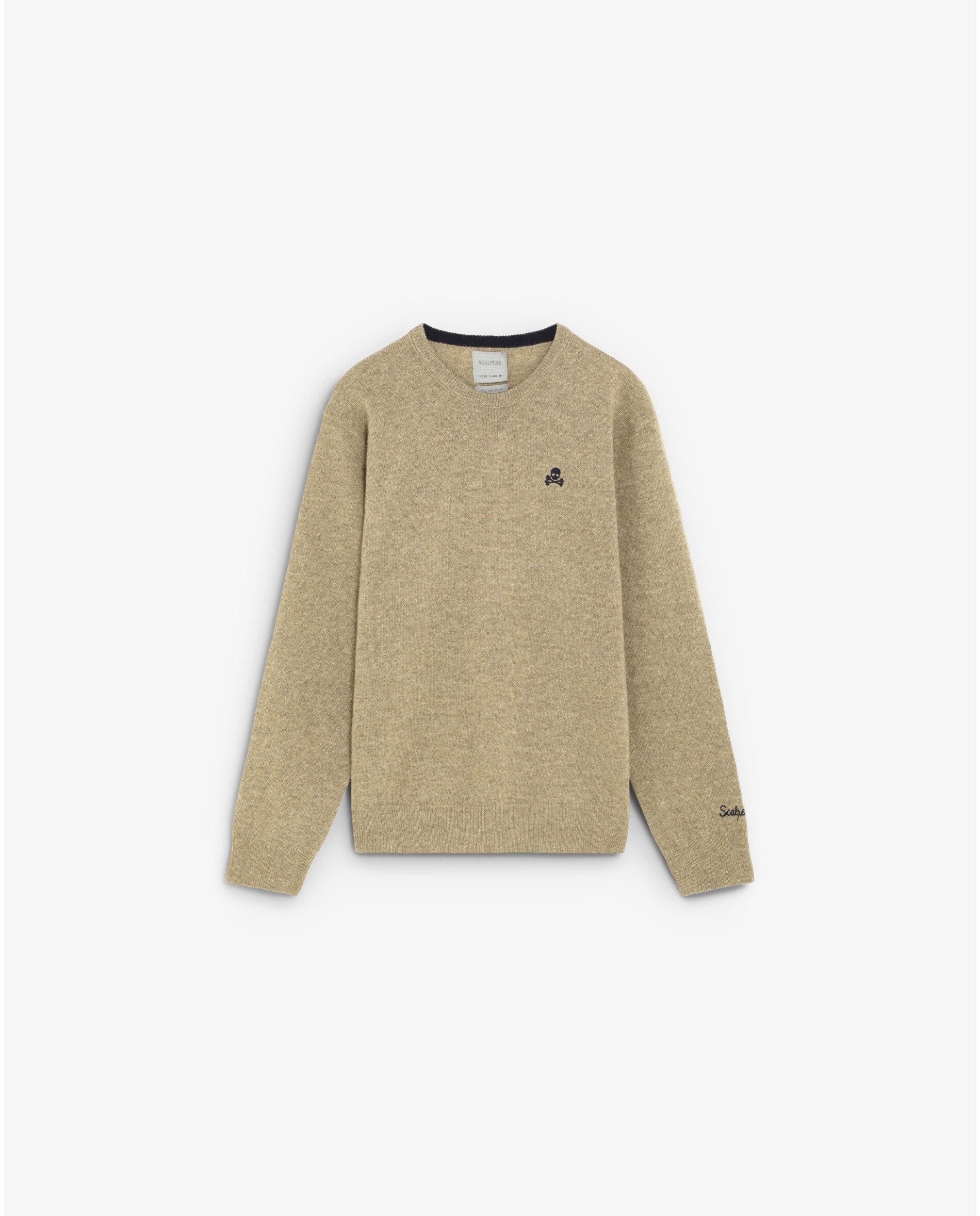 Jersey de niño con parches de calavera a contraste en los codos - Scalpers - Beige Beige-1