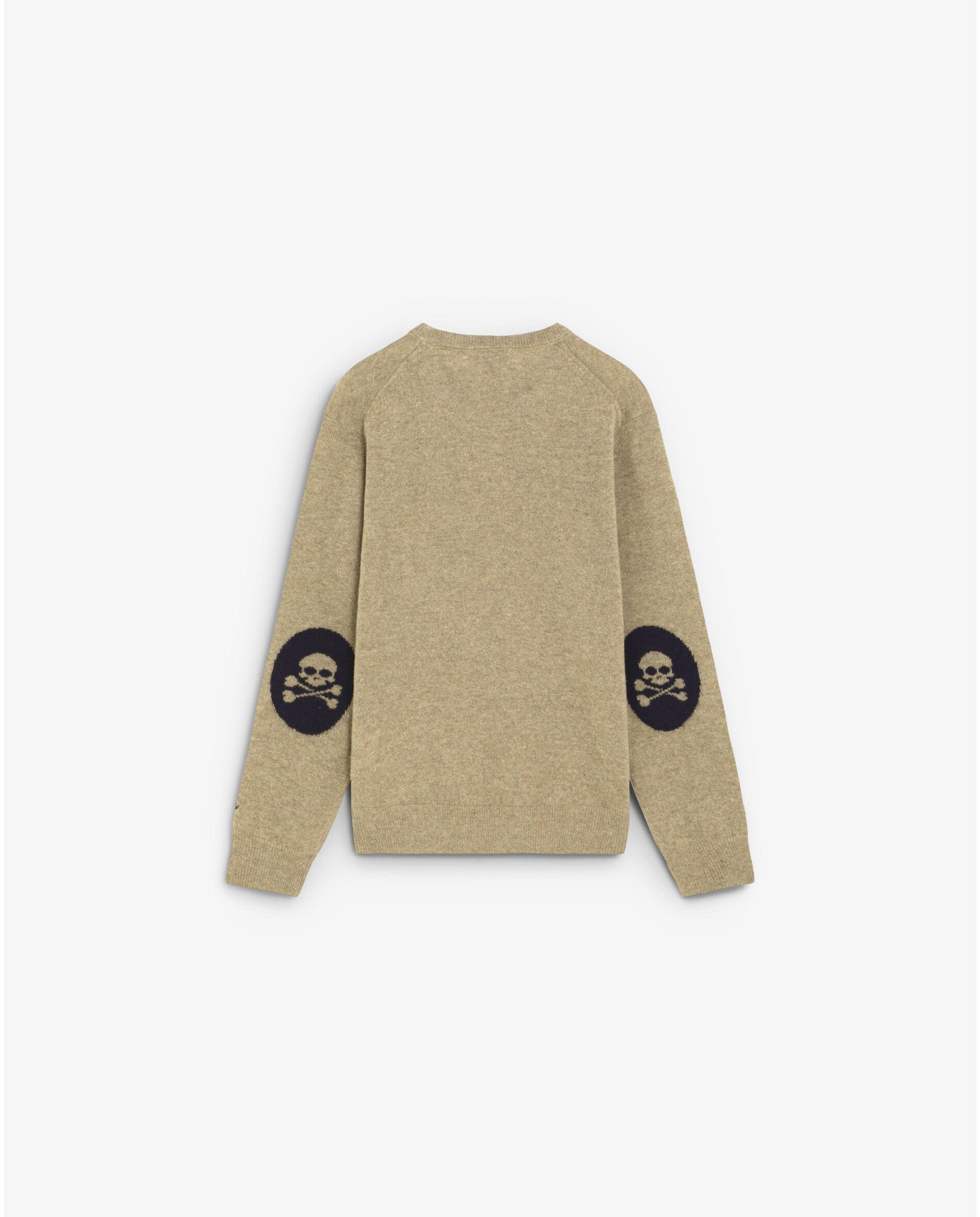 Jersey de niño con parches de calavera a contraste en los codos - Scalpers - Beige Beige-2