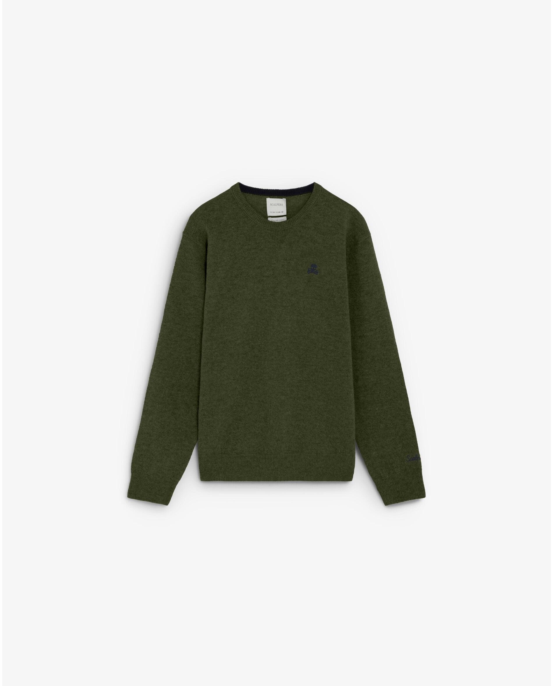 Jersey de niño con parches de calavera a contraste en los codos - Scalpers - Verde militar Verde militar-1