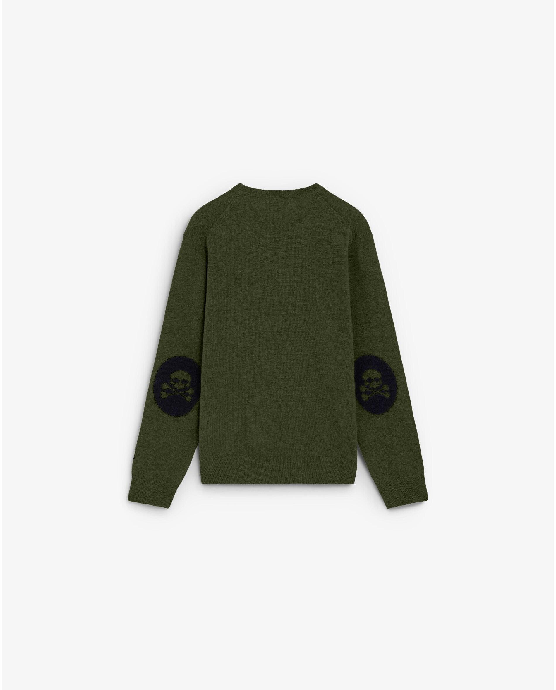 Jersey de niño con parches de calavera a contraste en los codos - Scalpers - Verde militar Verde militar-2