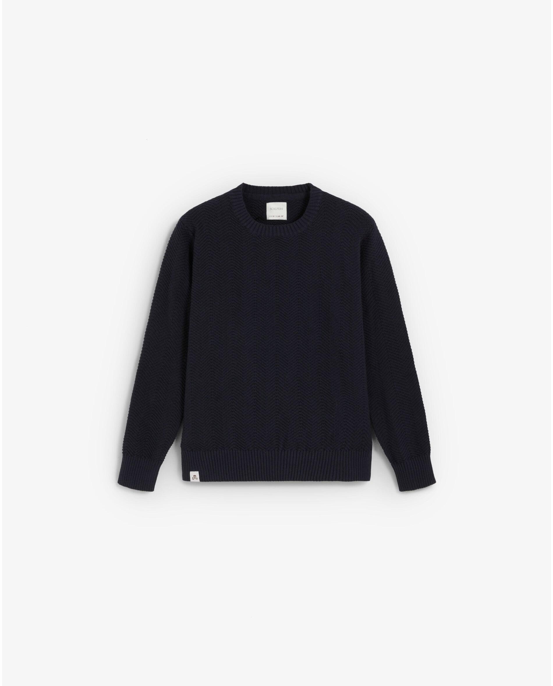 Jersey de niño regular fit con textura de espiga - Scalpers - Navy Navy-5