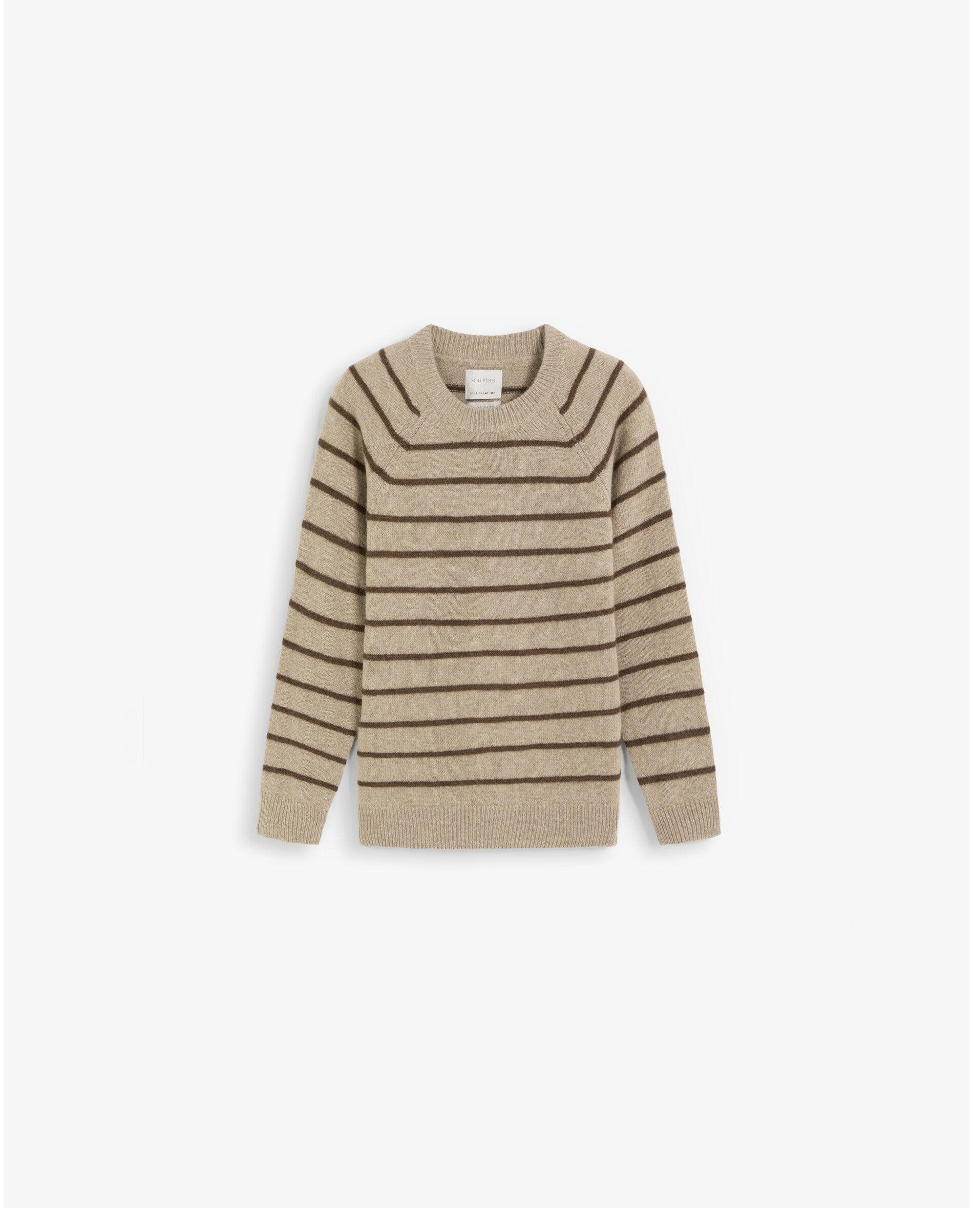 Imagen 0 de Jersey de niño a rayas con cuello redondo Marrón