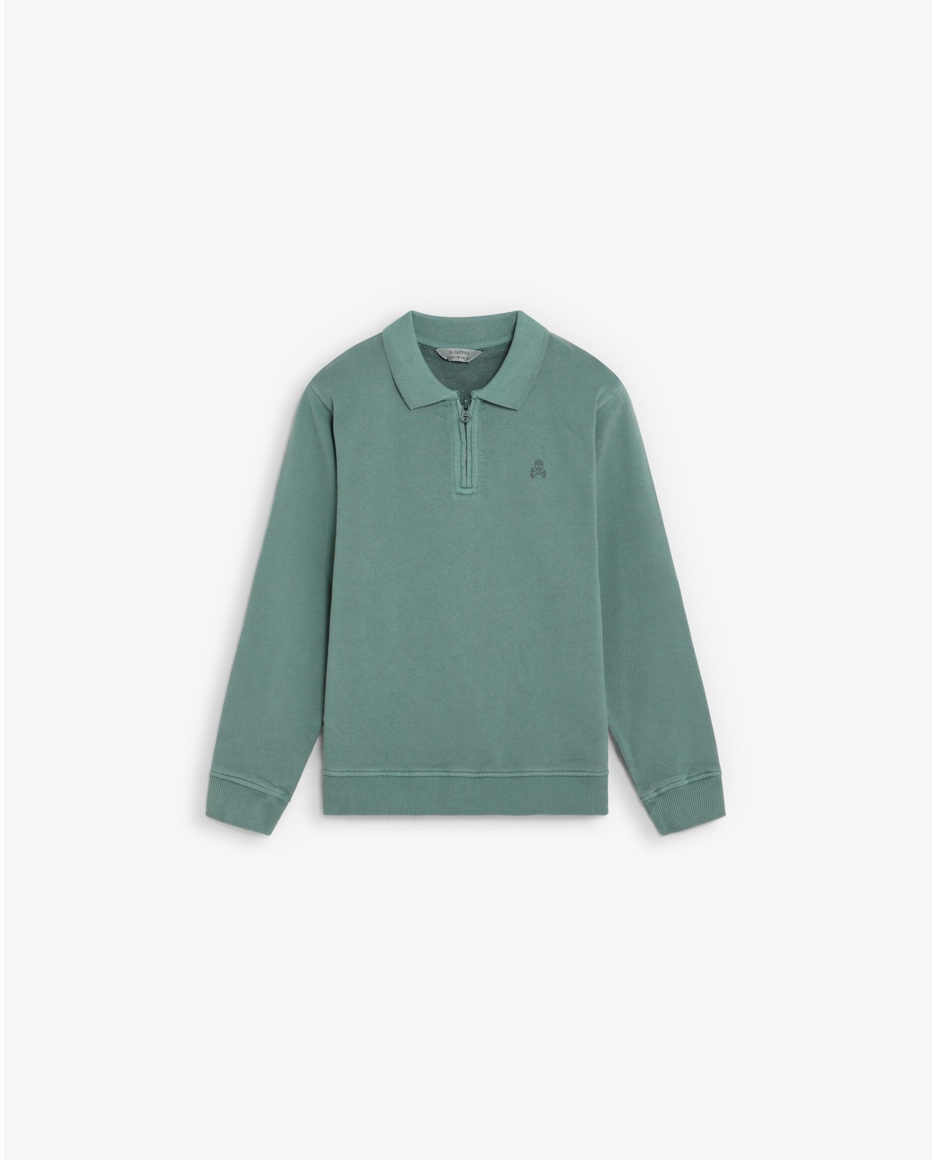 Imagen 0 de Sudadera de niño con cremallera en el cuello y estampado trasero Verde Agua