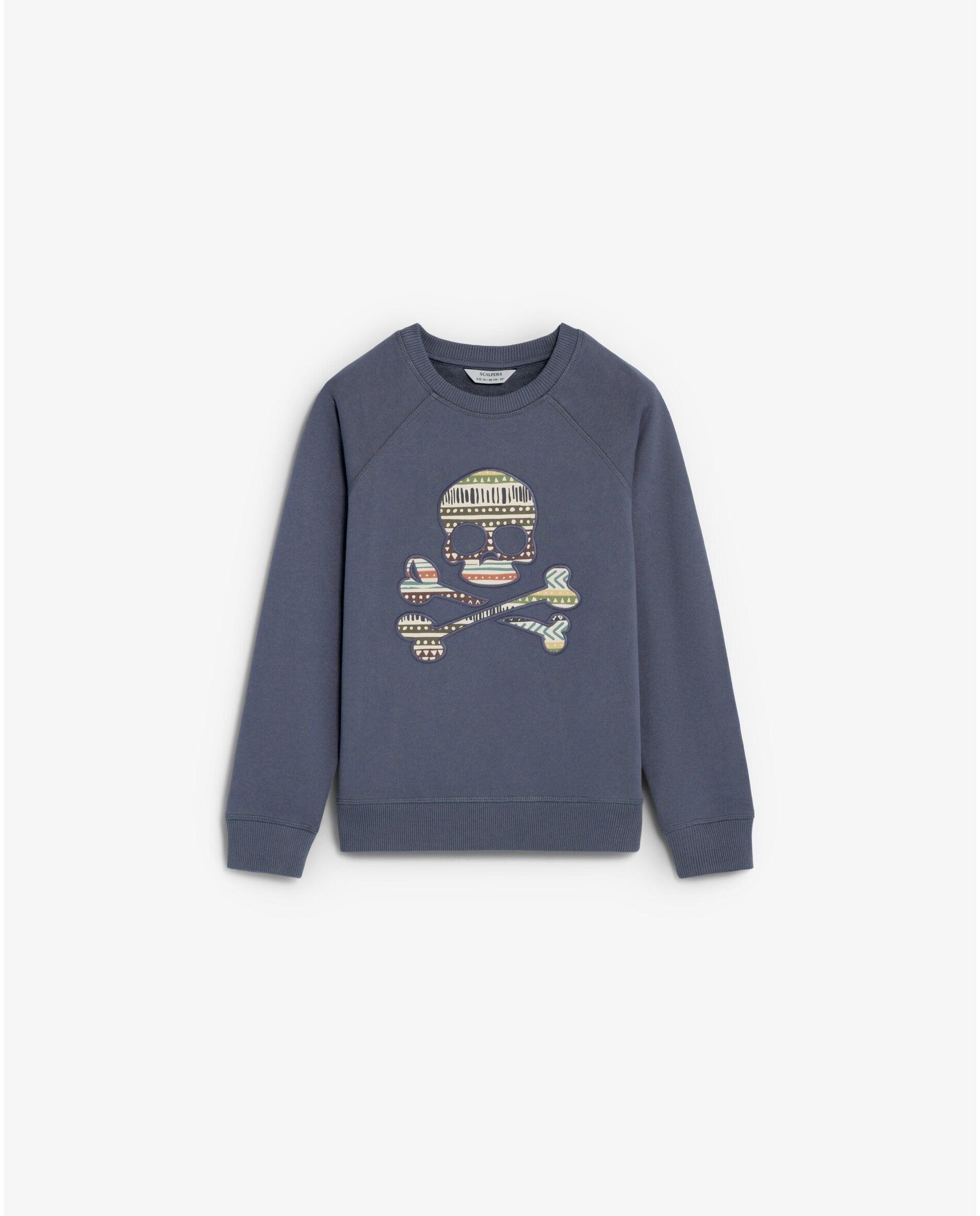 Sudadera de niño con cuello redondo y parche frontal en forma de calavera - Scalpers - Navy Navy-1