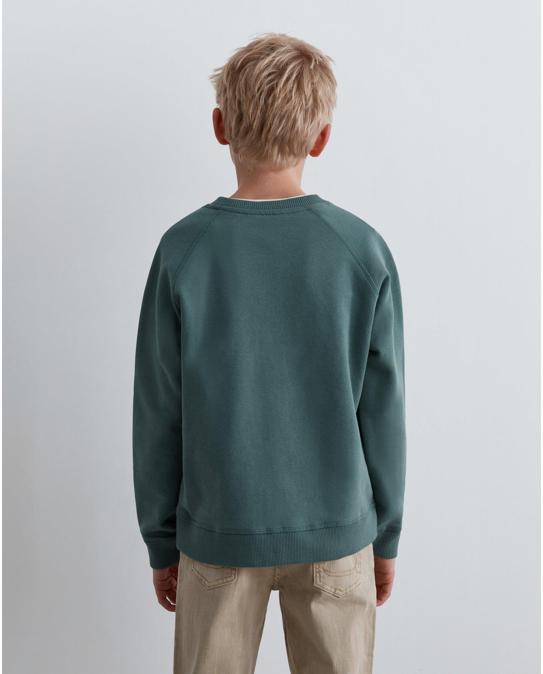 Sudadera de niño con cuello redondo y parche frontal en forma de calavera - Scalpers - Verde grisáceo Verde grisáceo-2