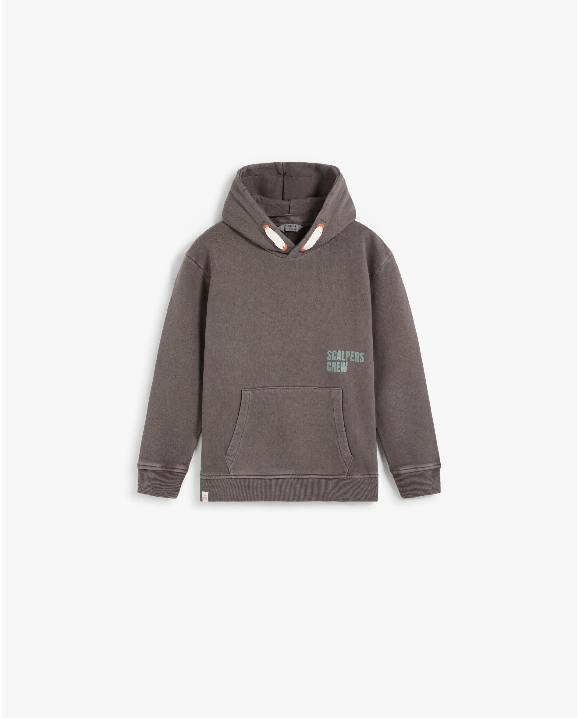 Sudadera con capucha de niño efecto lavdado con estampado trasero - Scalpers - Antracita Antracita-1
