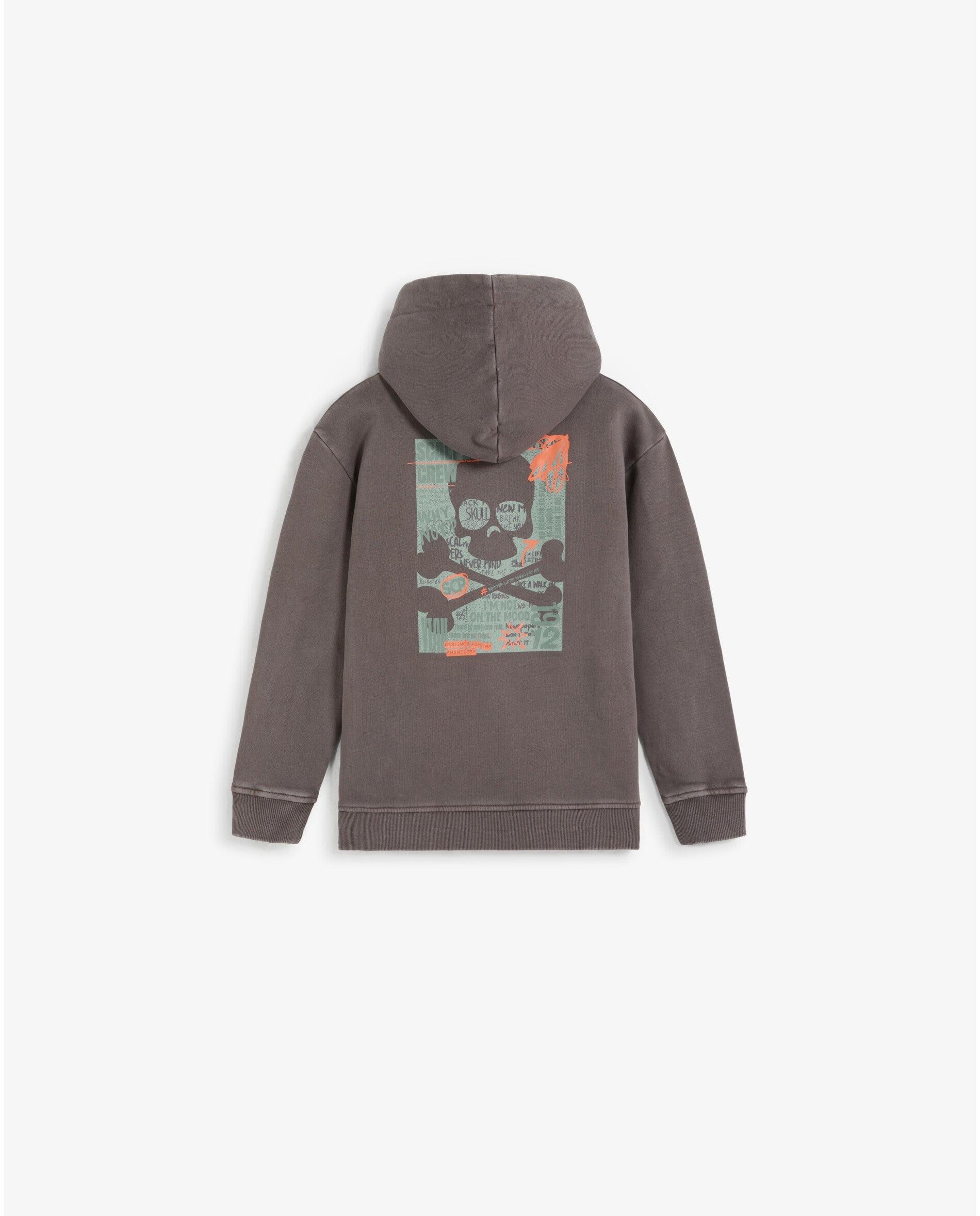 Sudadera con capucha de niño efecto lavdado con estampado trasero - Scalpers - Antracita Antracita-2