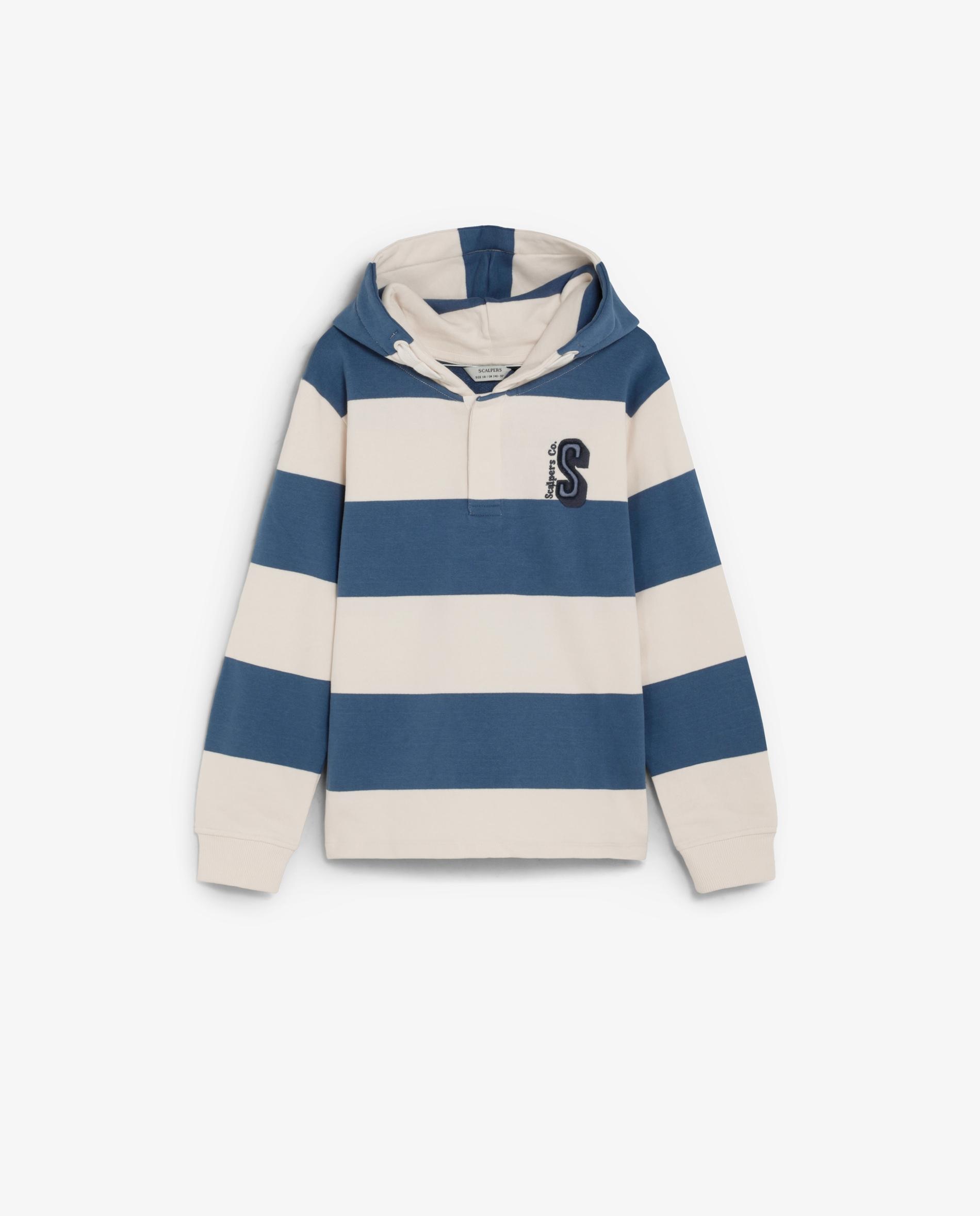 Sudadera con capucha de niño con estampado de rayas y calavera trasera - Scalpers - Azul Azul-6