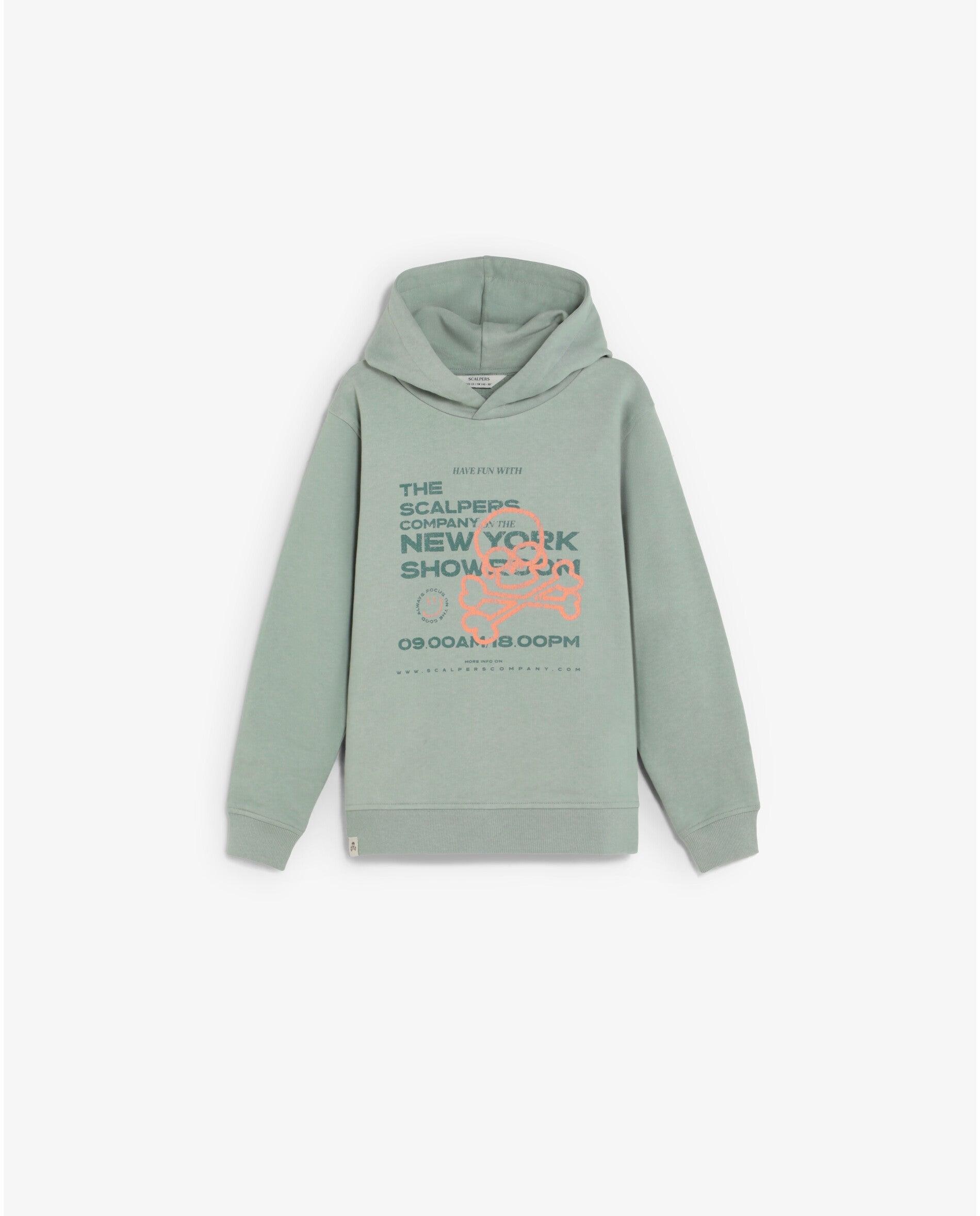 Imagen 1 de Sudadera con capucha de niño efecto lavado con gráfico frontal - Scalpers - Verde Agua Verde Agua