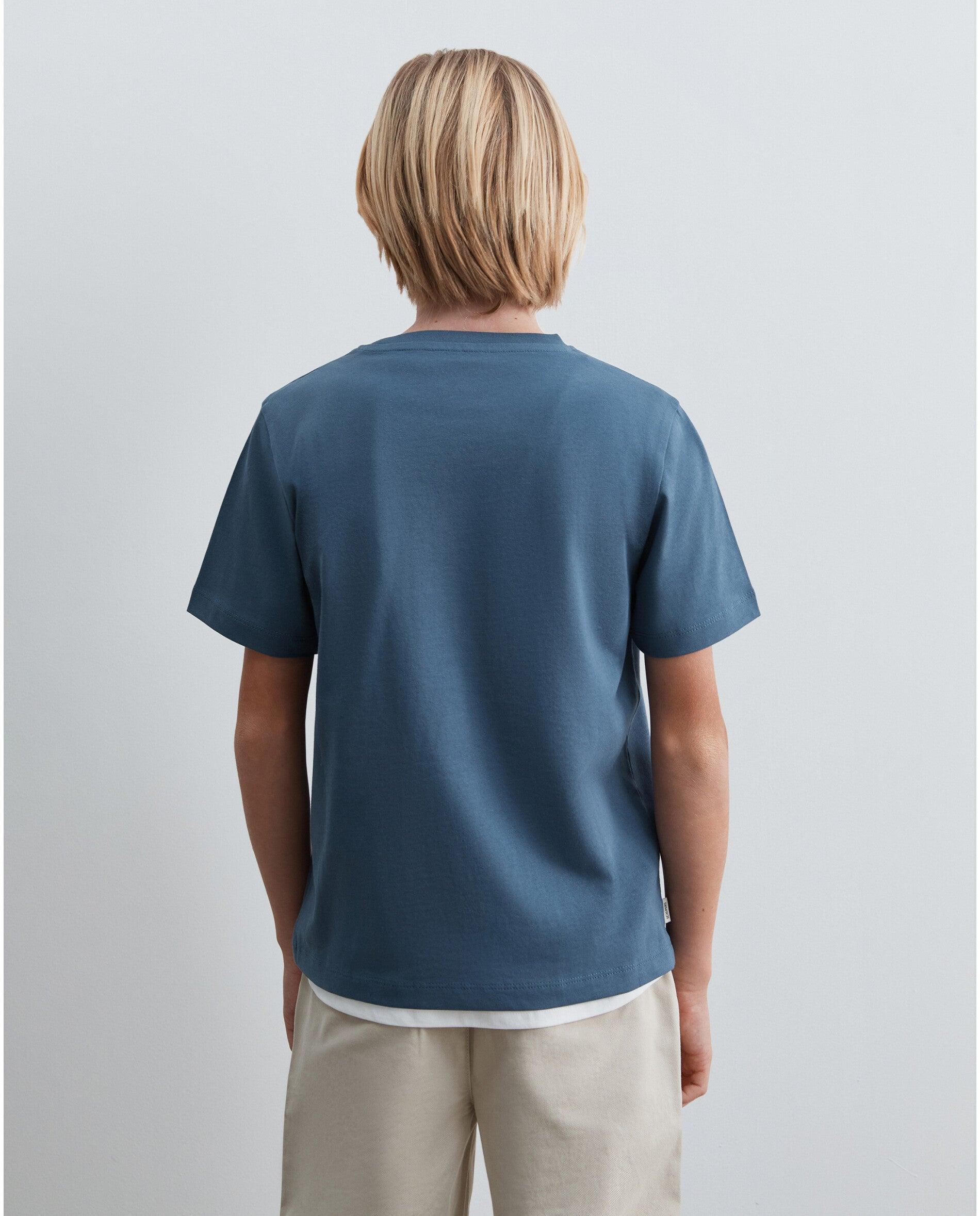 Camiseta de niño de manga corta con calavera frontal estampada - Scalpers - Azul índigo Azul índigo-2