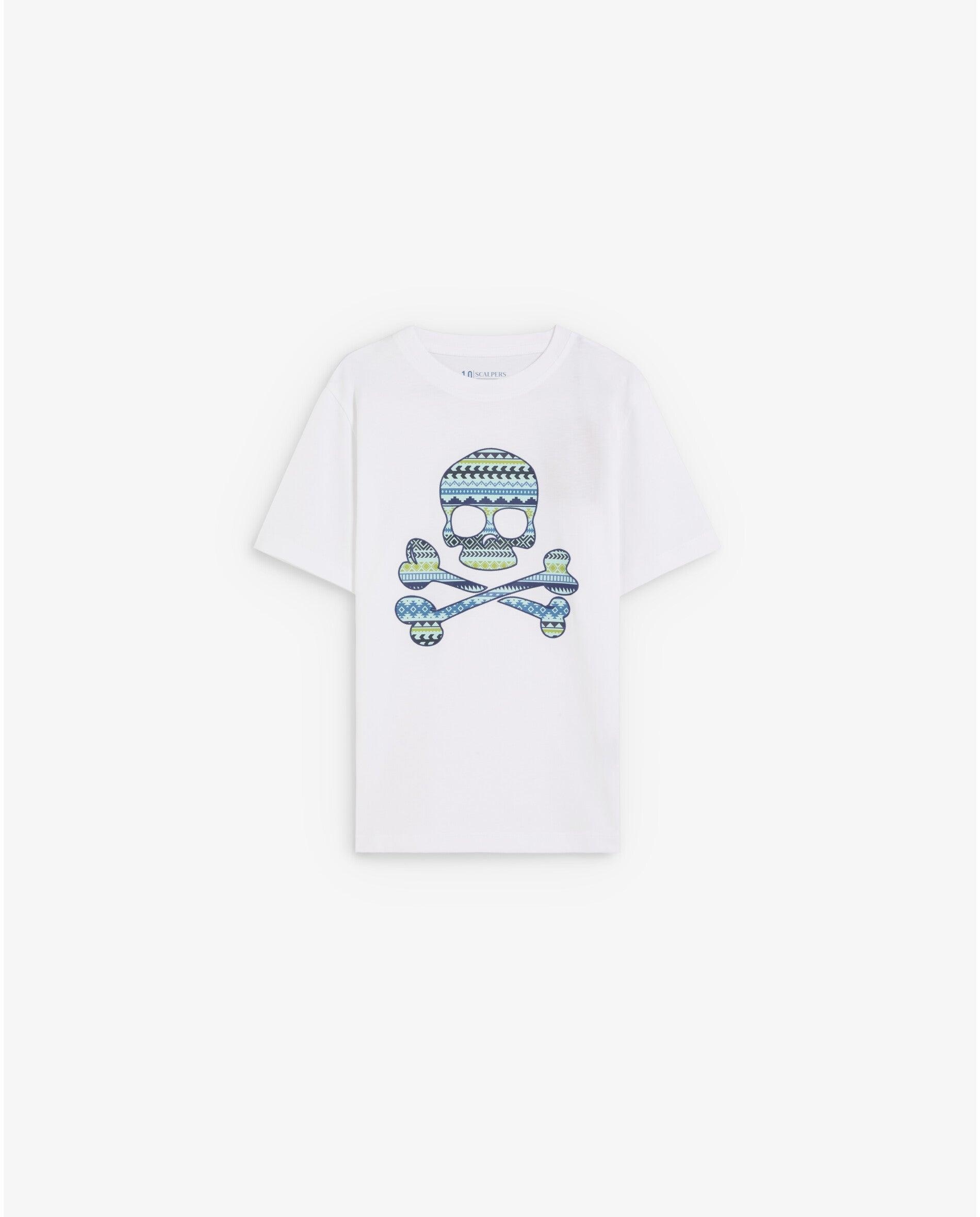 Camiseta de niño regular fit con calavera frontal estampada - Scalpers - Blanco Blanco-1