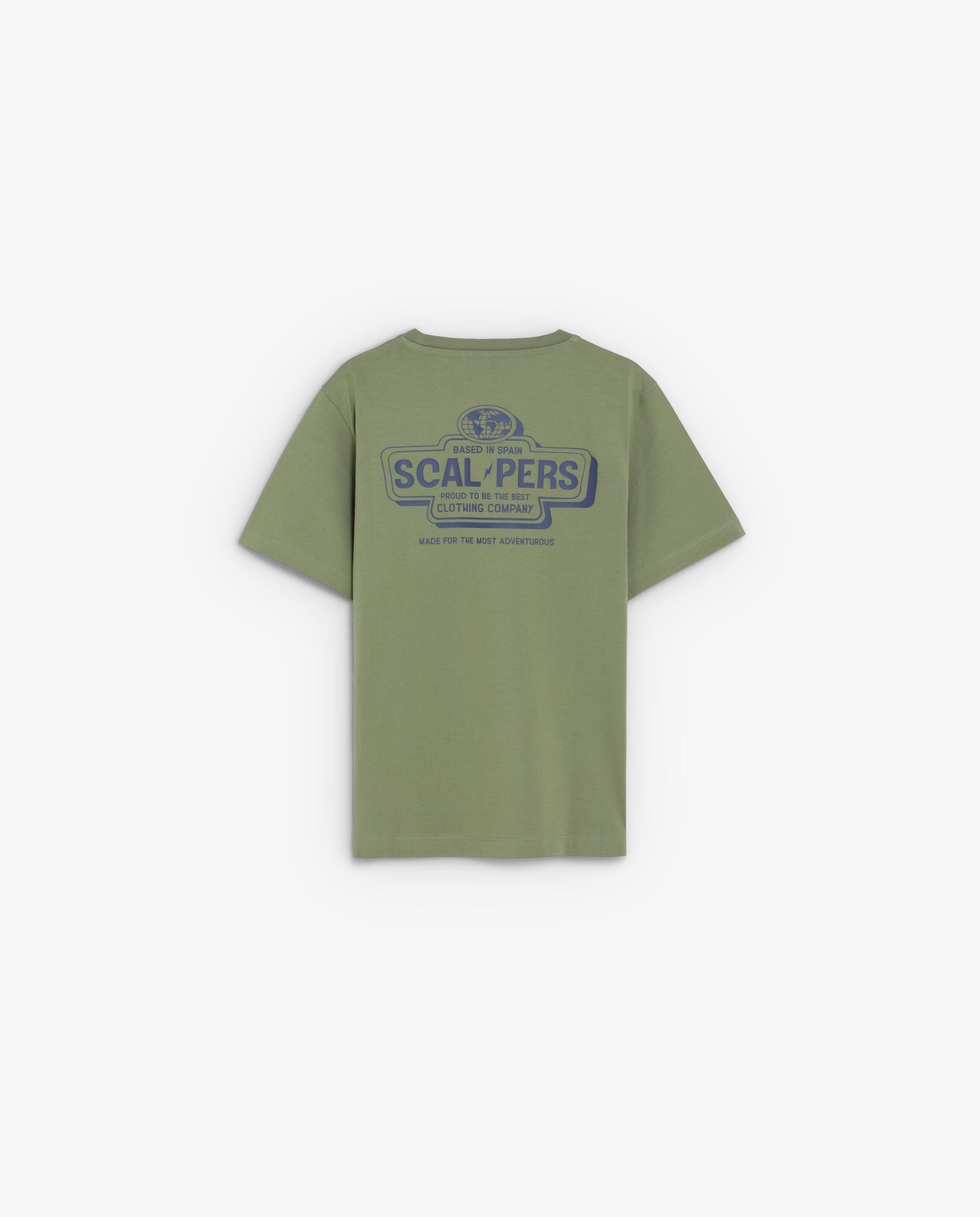 Camiseta de niño de algodón con estampado trasero - Scalpers - Kaki Kaki-2
