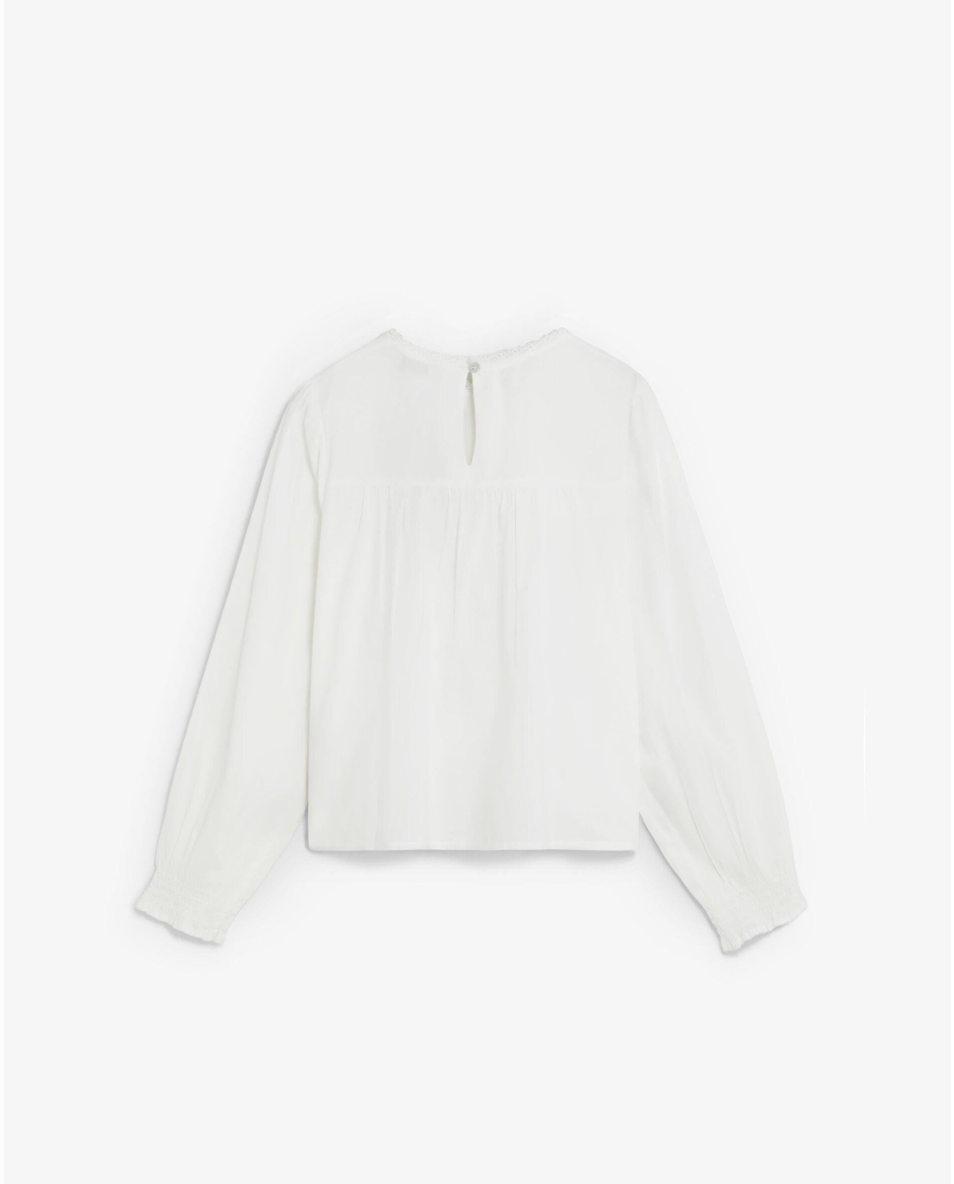 Blusa de niña de manga larga con puños fruncidos - Scalpers - Blanco Blanco-6