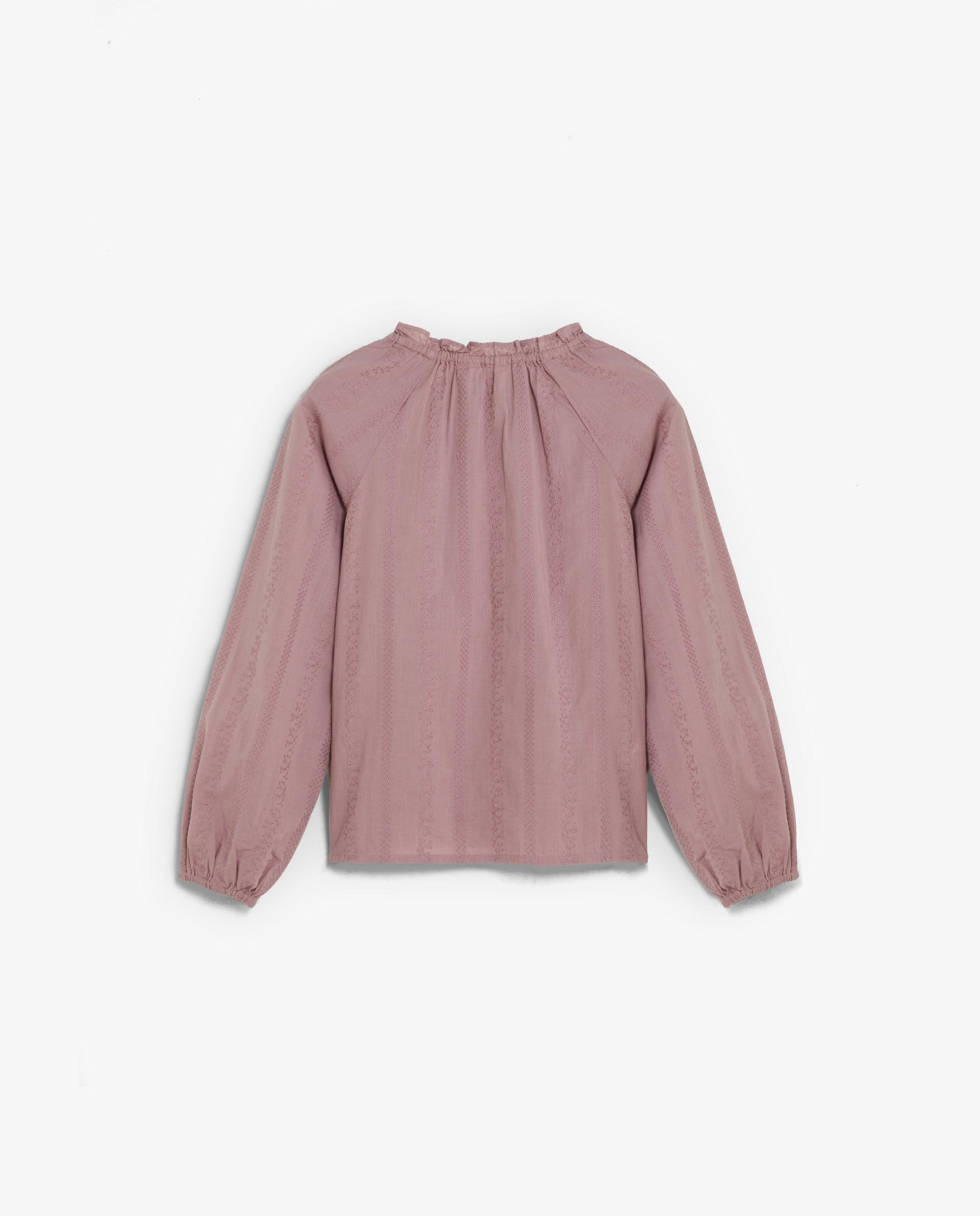 Imagen 2 de Blusa de niña con cuello redondo y bordados calados - Scalpers - Rosa Rosa