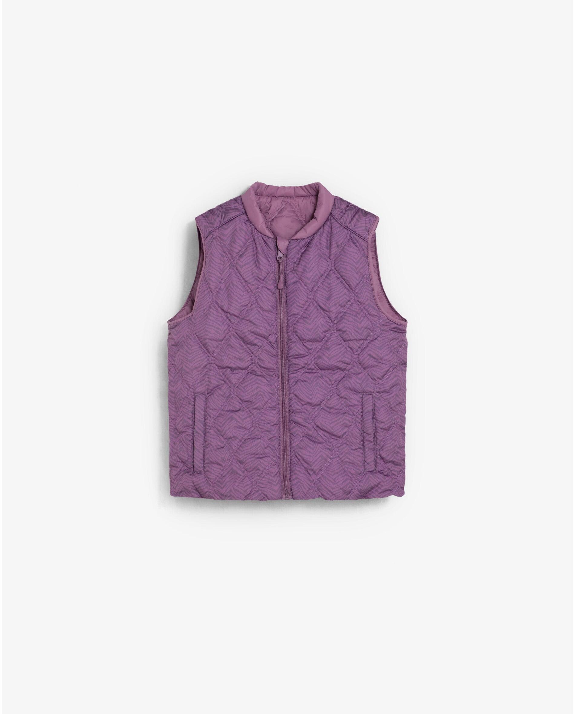Chaleco de niña reversible liso y animal print - Scalpers - Purpura Purpura-2