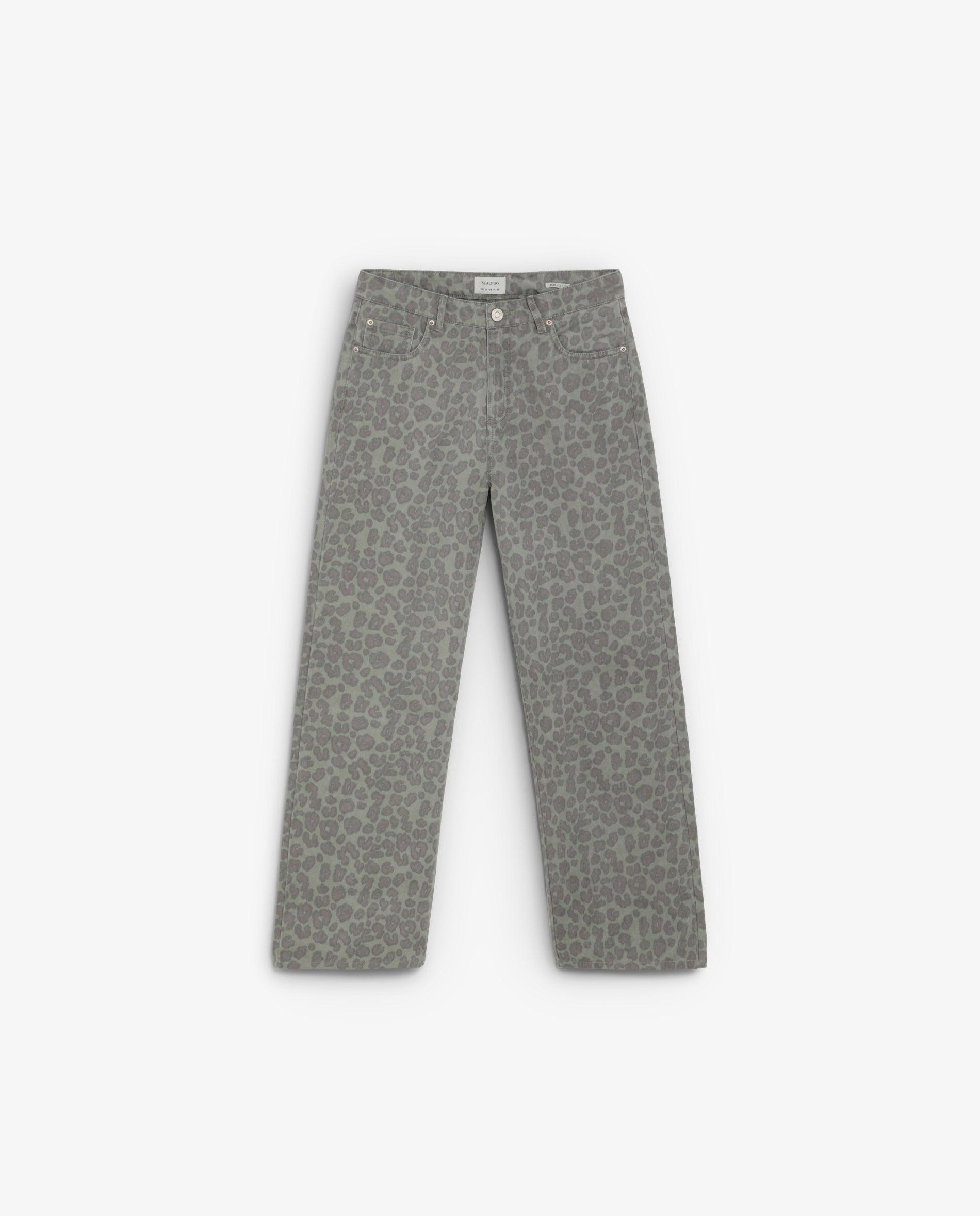 Imagen 4 de Pantalón cinco bolsillo de niña wide leg con estampado animal print - Scalpers - Kaki Kaki