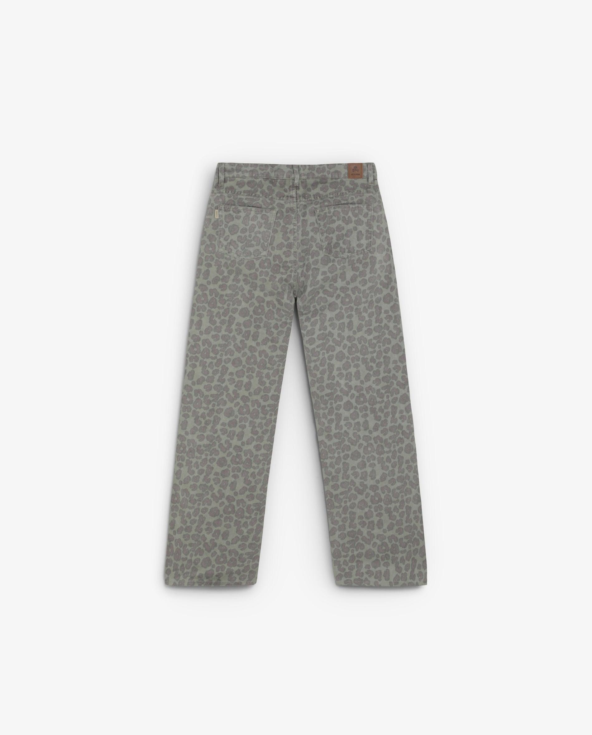 Imagen 5 de Pantalón cinco bolsillo de niña wide leg con estampado animal print - Scalpers - Kaki Kaki