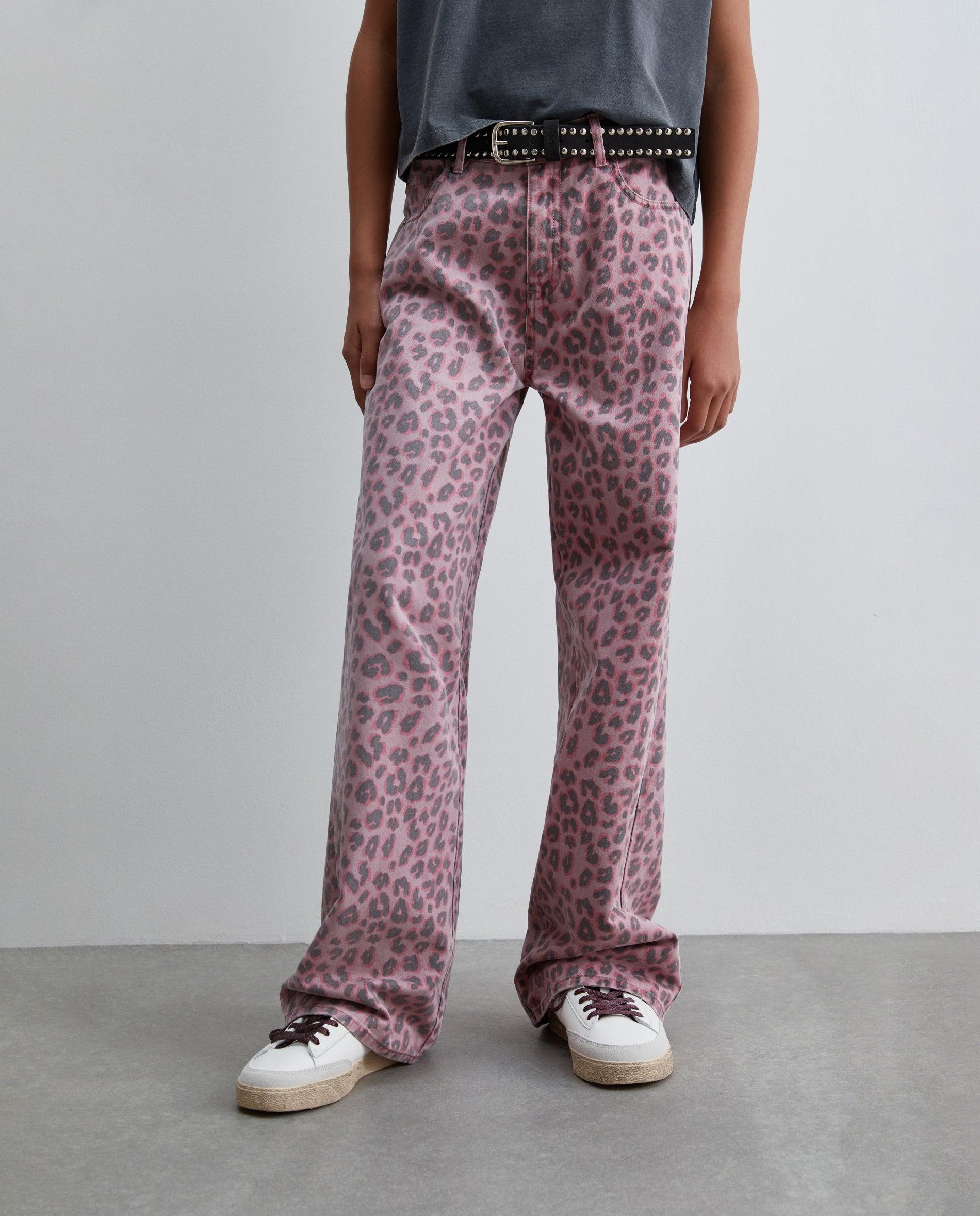 Imagen 2 de Pantalón cinco bolsillo de niña wide leg con estampado animal print - Scalpers - Rosa Rosa
