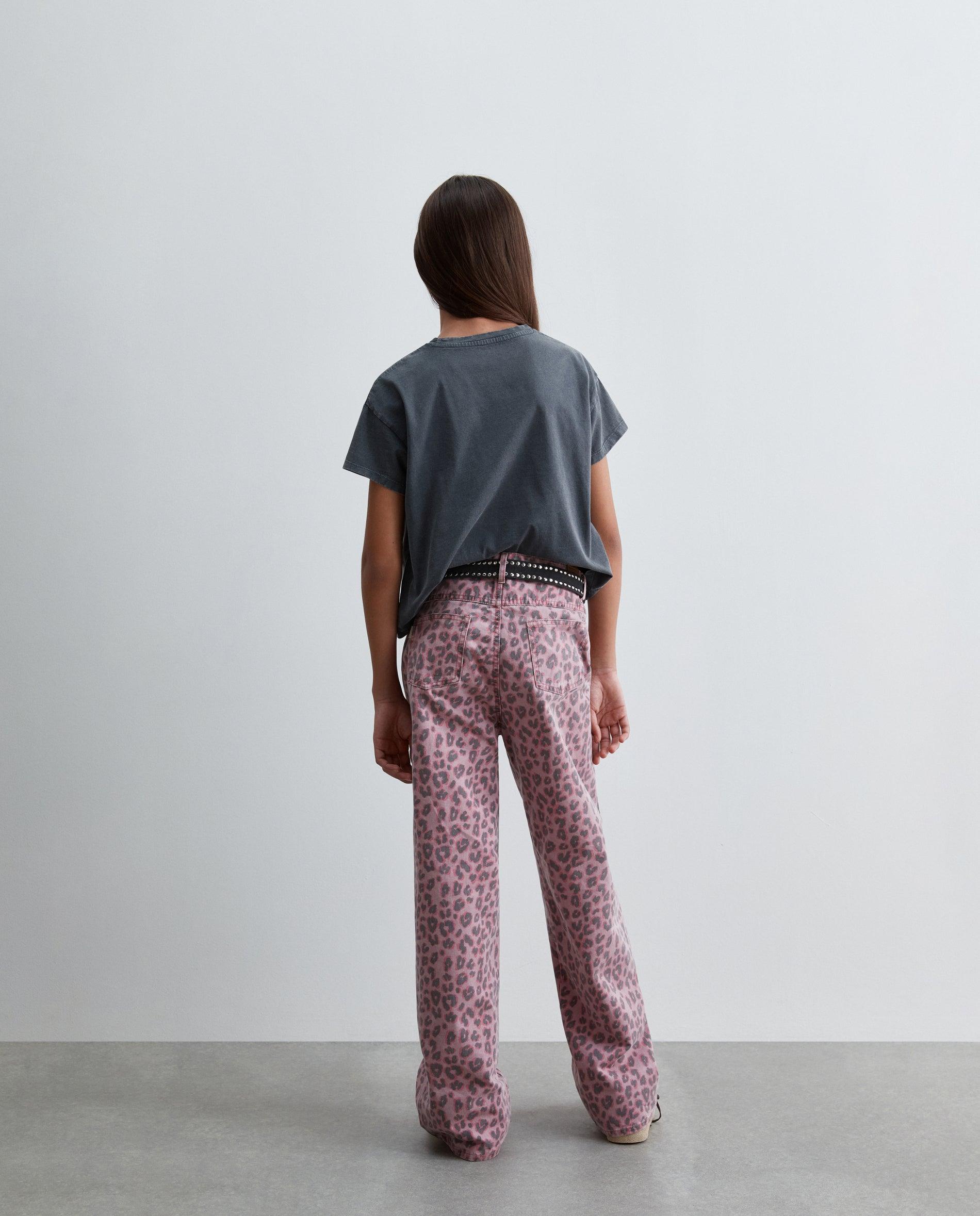 Imagen 3 de Pantalón cinco bolsillo de niña wide leg con estampado animal print - Scalpers - Rosa Rosa