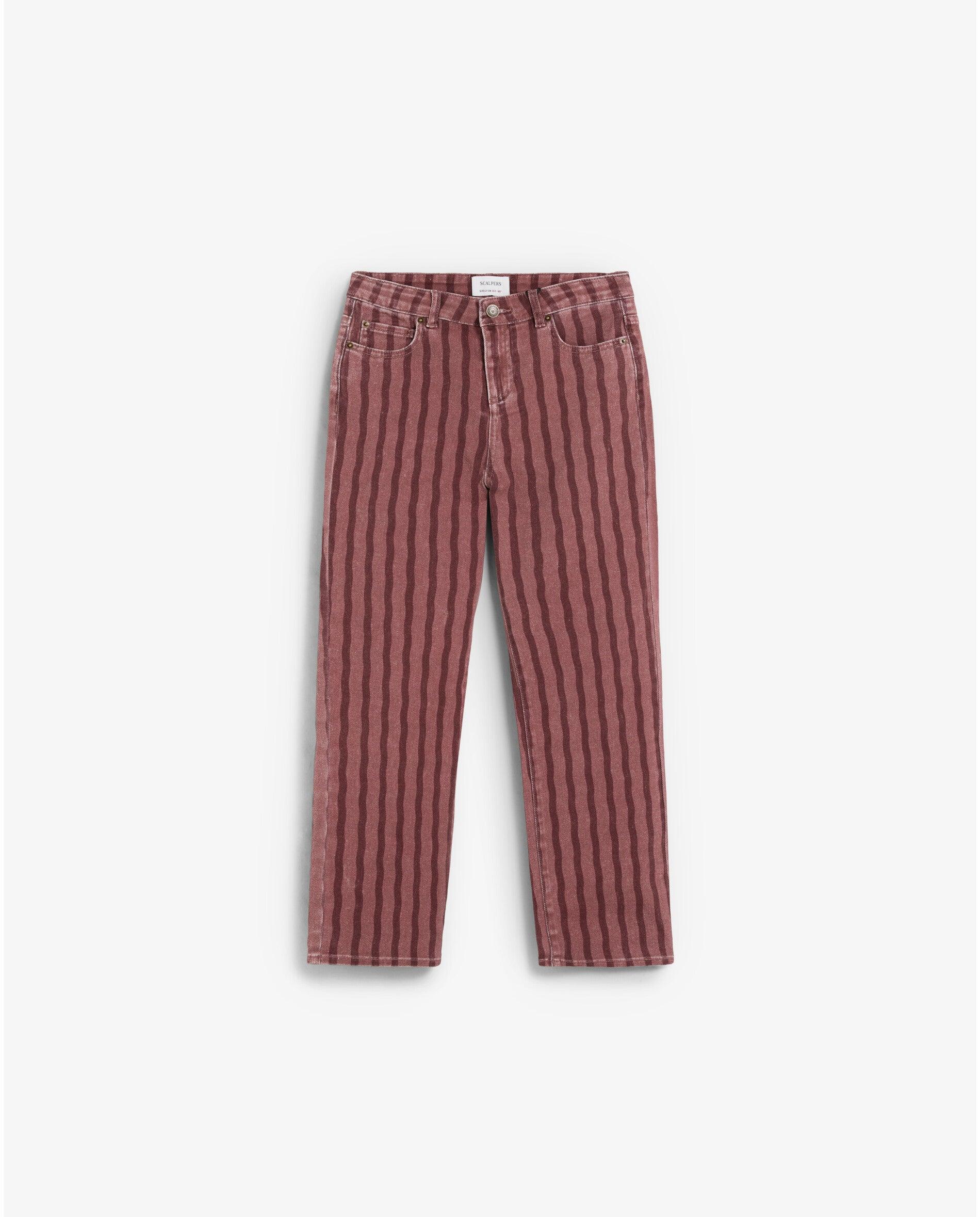 Imagen 0 de Pantalón cinco bolsillos de niña con estampado de rayas Burdeos
