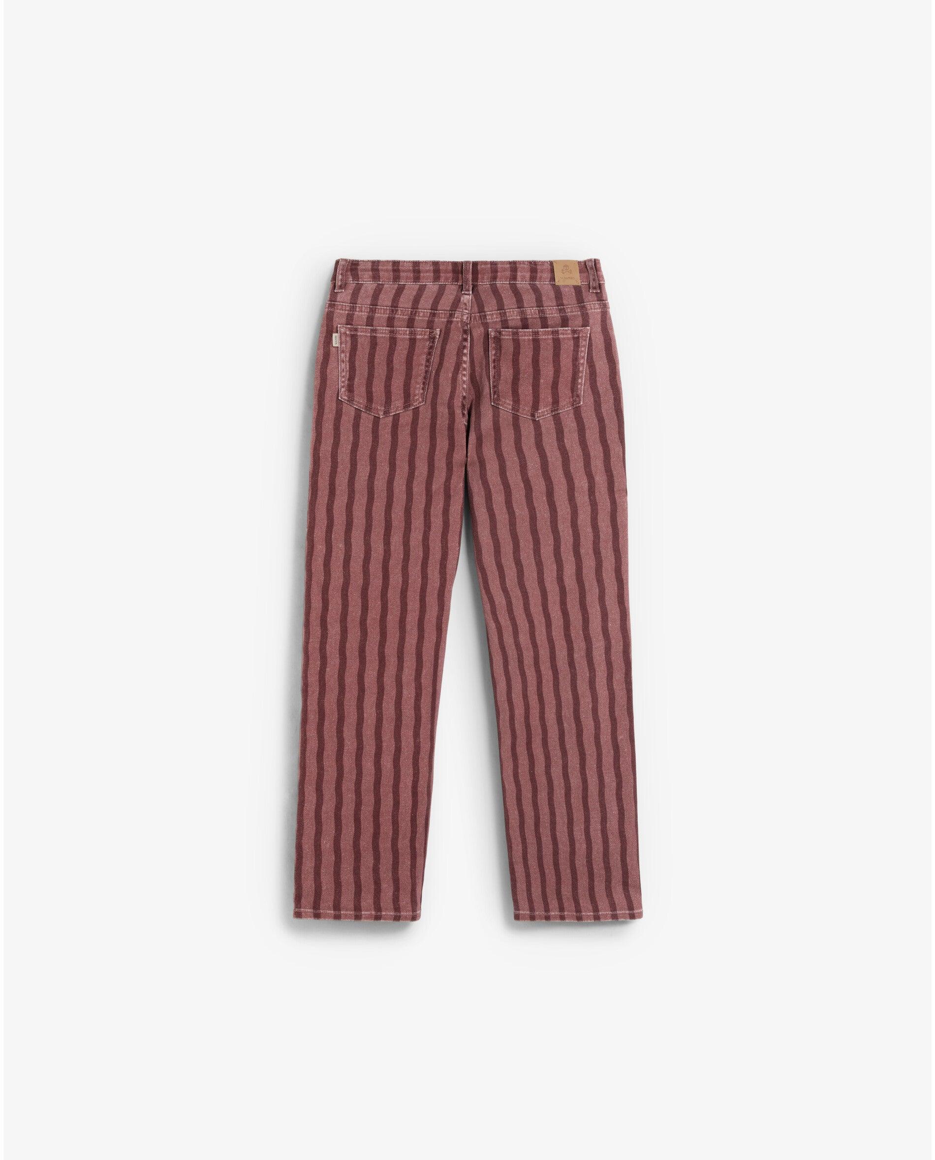 Pantalón cinco bolsillos de niña con estampado de rayas - Scalpers - Burdeos Burdeos-2