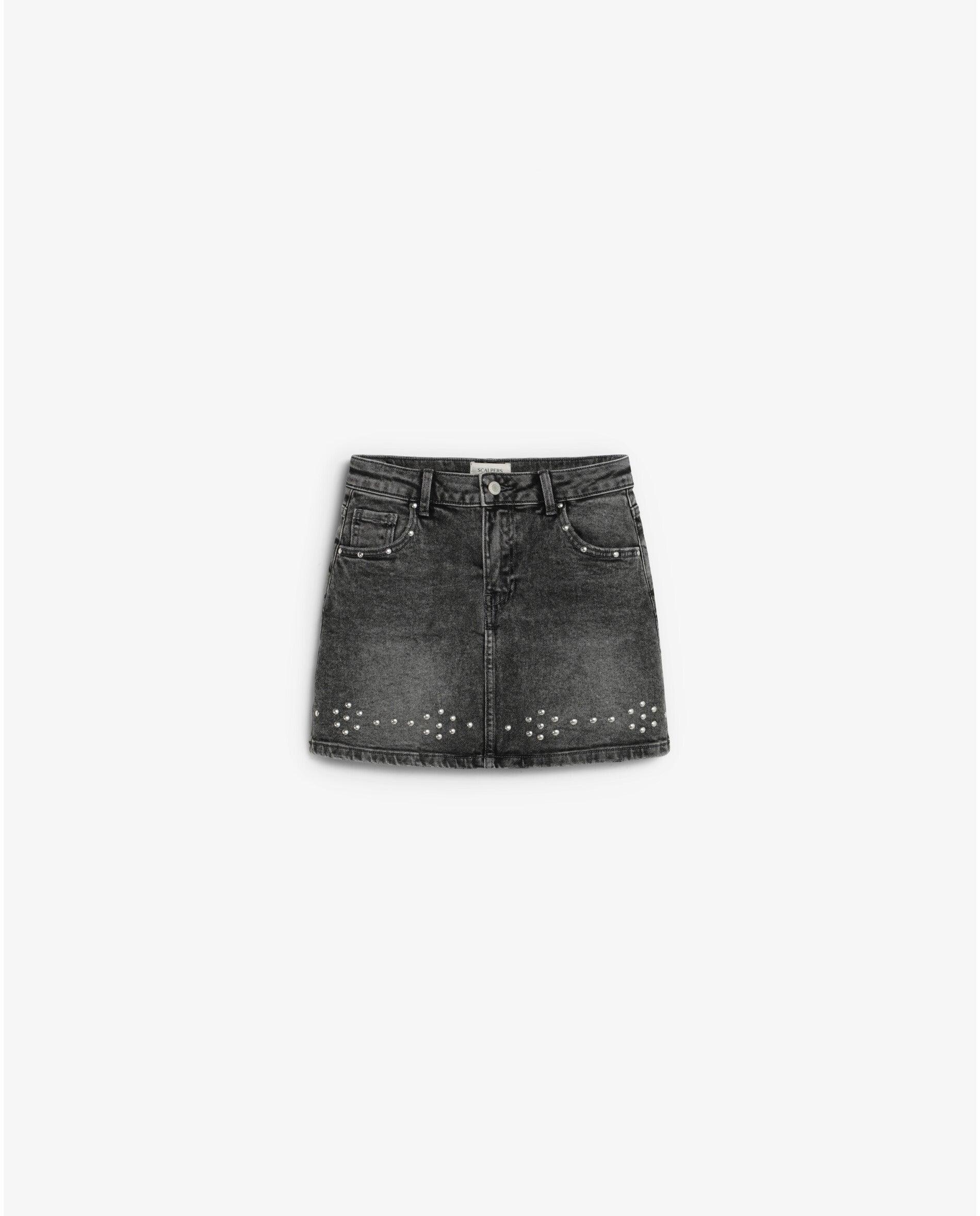 Imagen 1 de Falda de niña corta denim con studs decorativos Gris oscuro