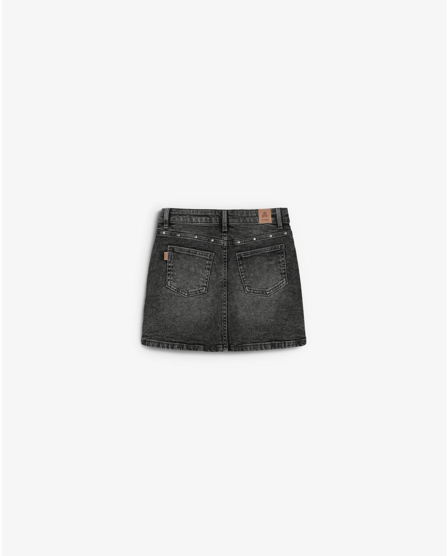Imagen 2 de Falda de niña corta denim con studs decorativos - Scalpers - Gris oscuro Gris oscuro