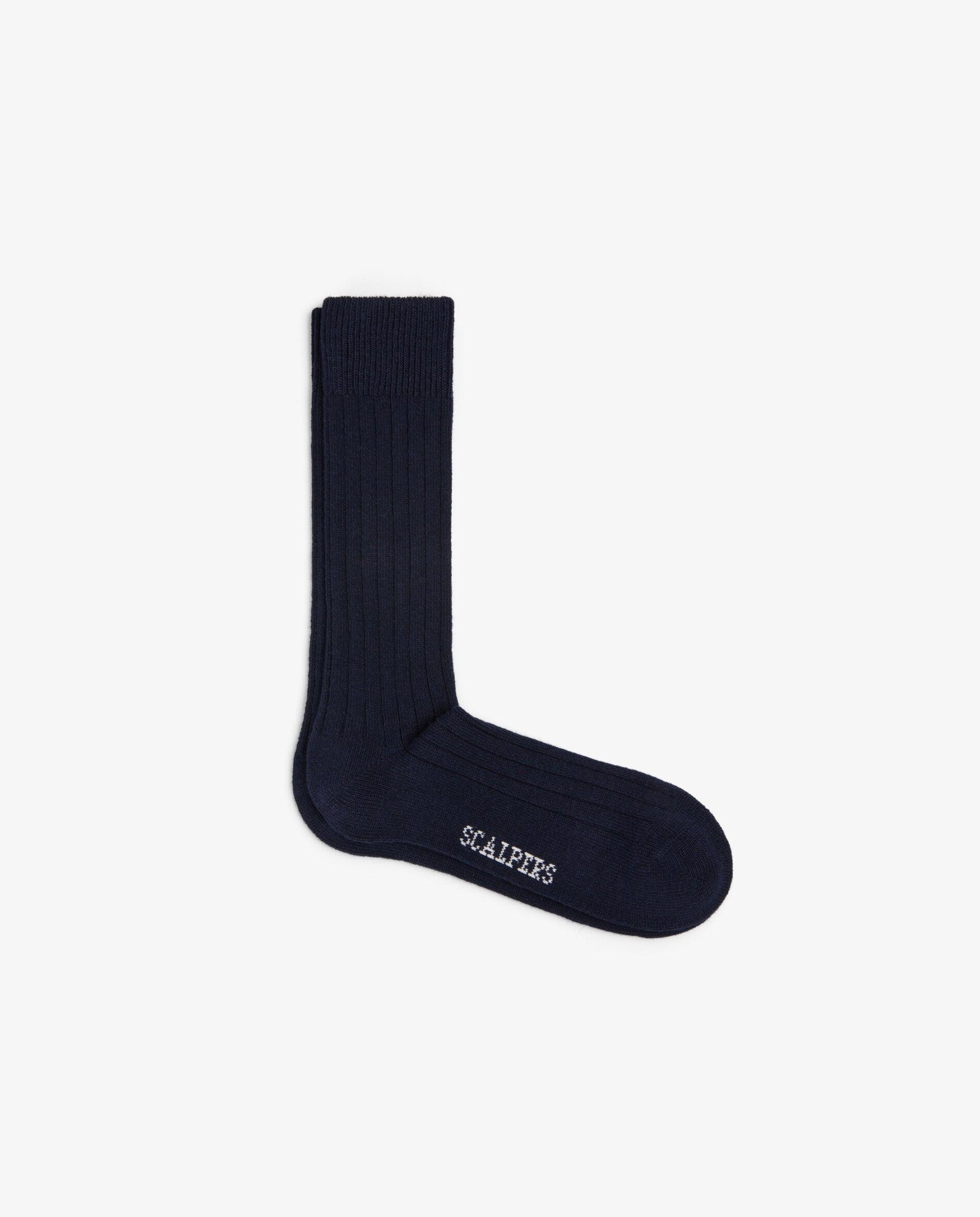 Calcetines de hombre de caña media en tejido acanalado - Scalpers - Navy Navy-1