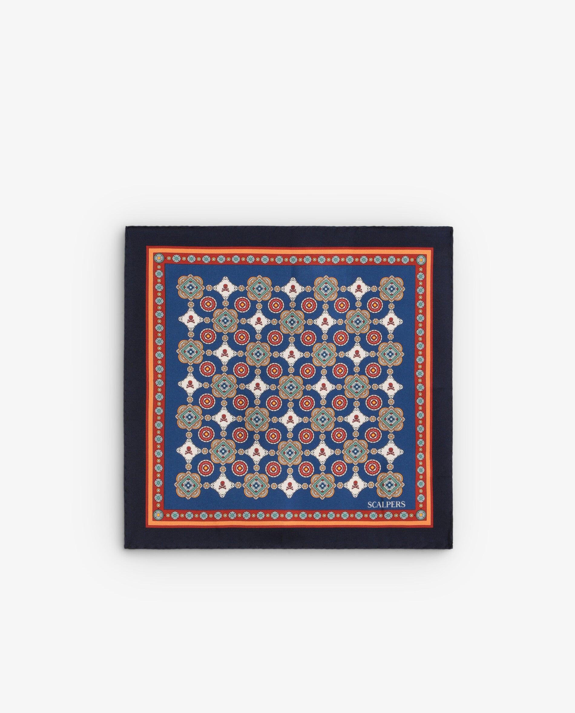 Pañuelo de seda con motivos estampados - Scalpers - Azul Azul-1
