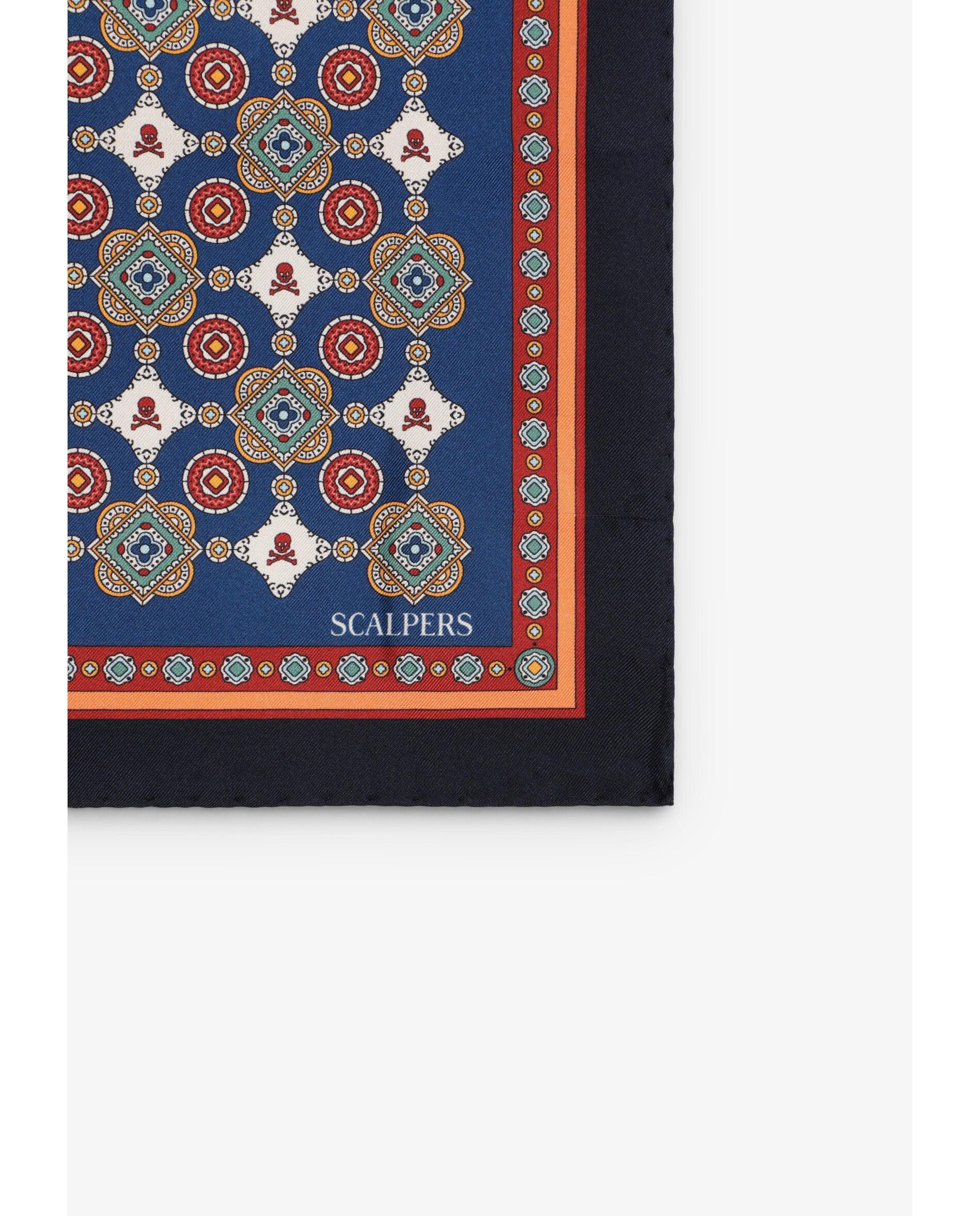 Pañuelo de seda con motivos estampados - Scalpers - Azul Azul-2