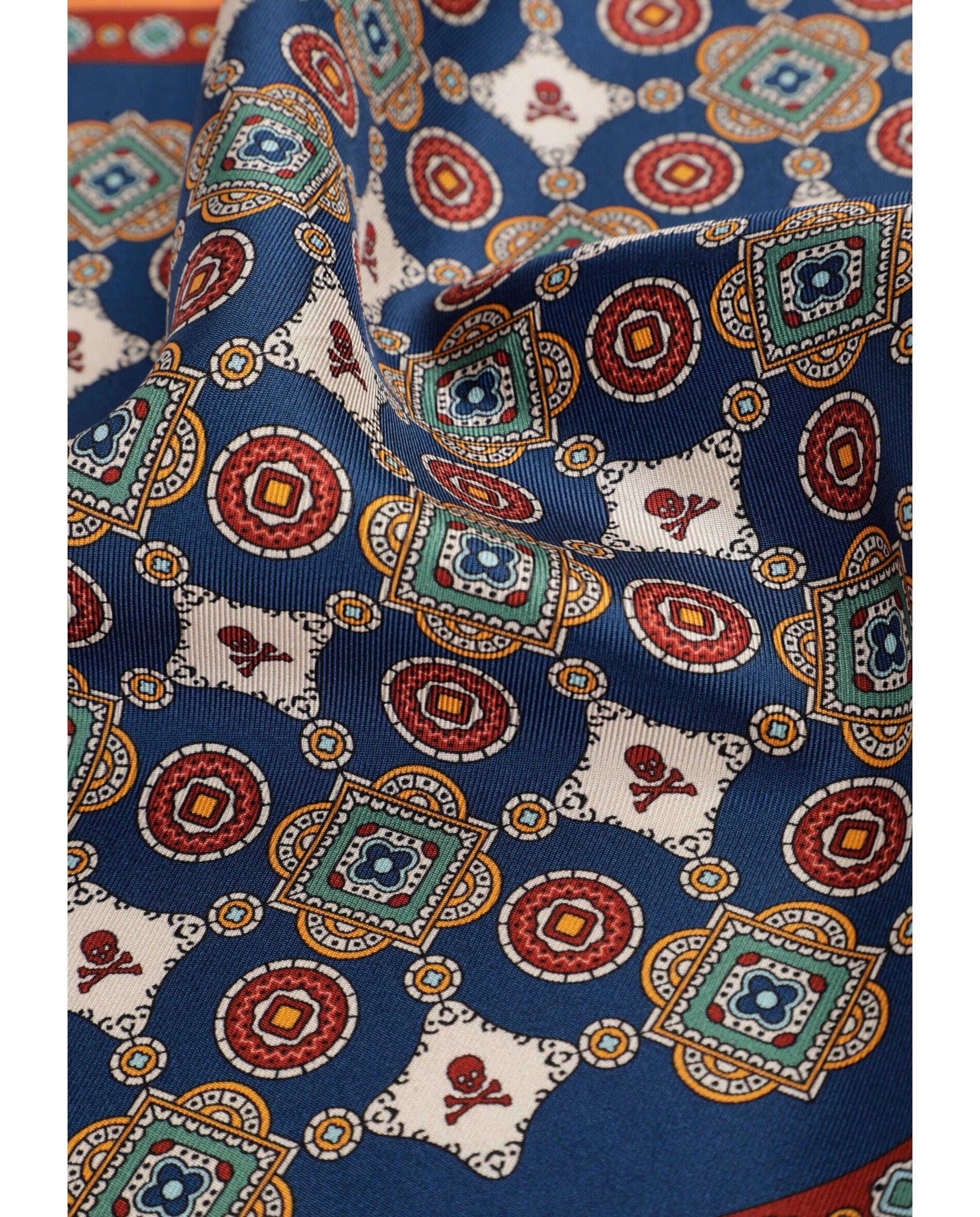 Pañuelo de seda con motivos estampados - Scalpers - Azul Azul-3