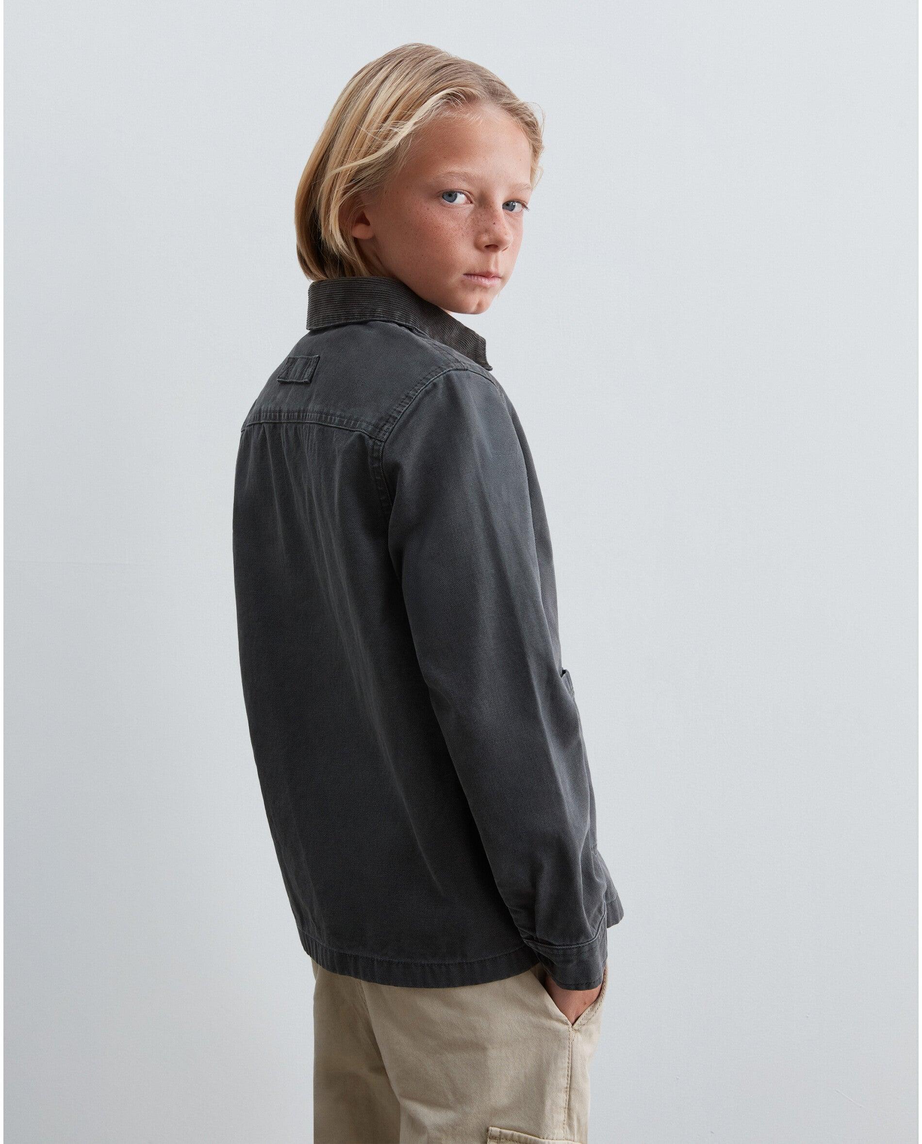 Chaqueta de niño ligera con cuello camisero y bolsillo en el pecho - Scalpers - Antracita Antracita-2