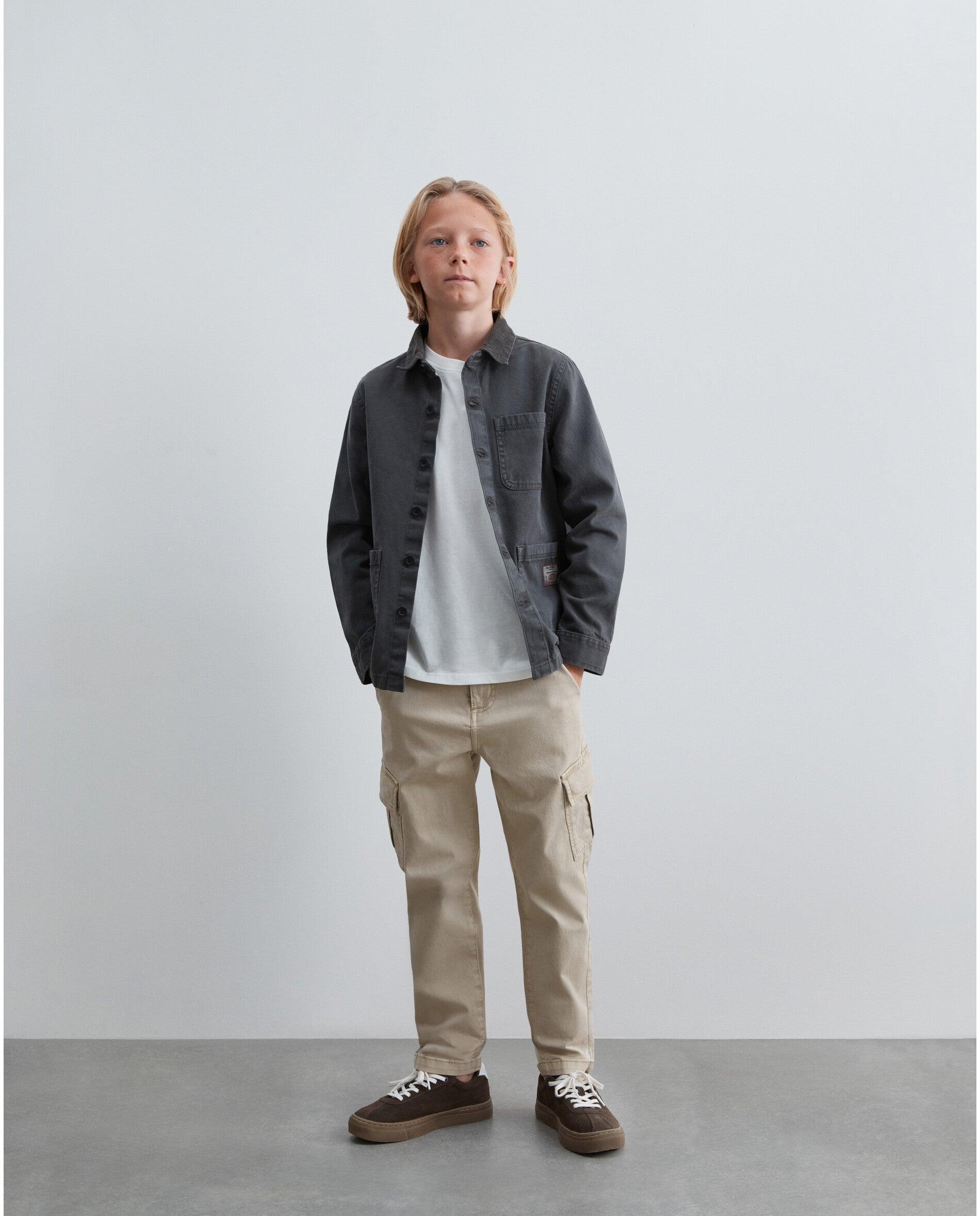 Chaqueta de niño ligera con cuello camisero y bolsillo en el pecho - Scalpers - Antracita Antracita-3