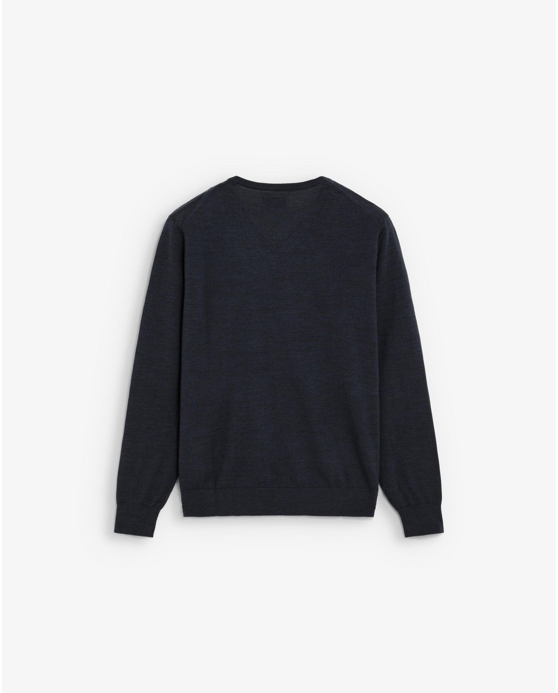 Jersey de hombre de lana merino con cuello de pico - Scalpers - Marino Marino-2