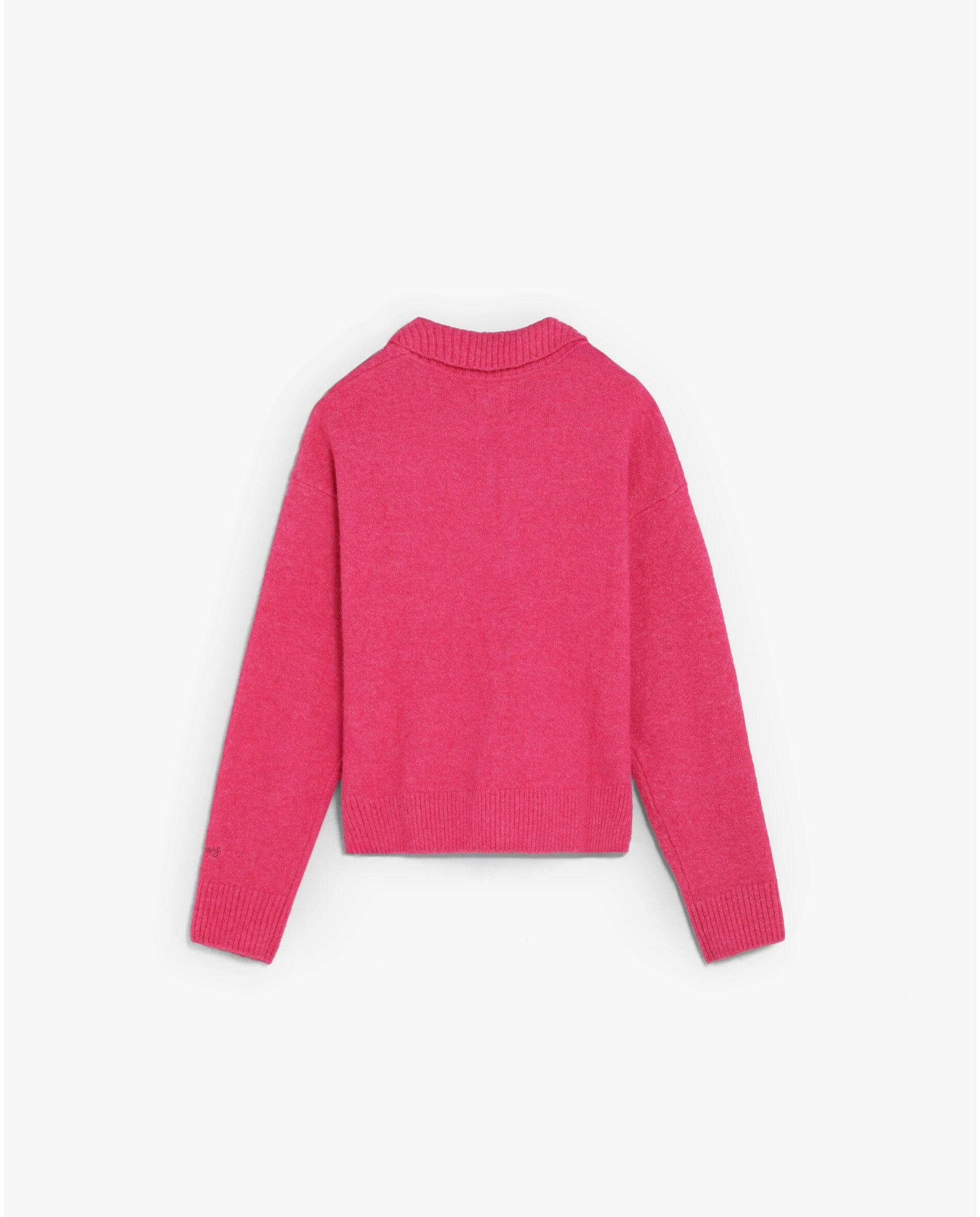 Jersey de niña con cuello tipo poco y escote de pico - Scalpers - Fucsia Fucsia-2