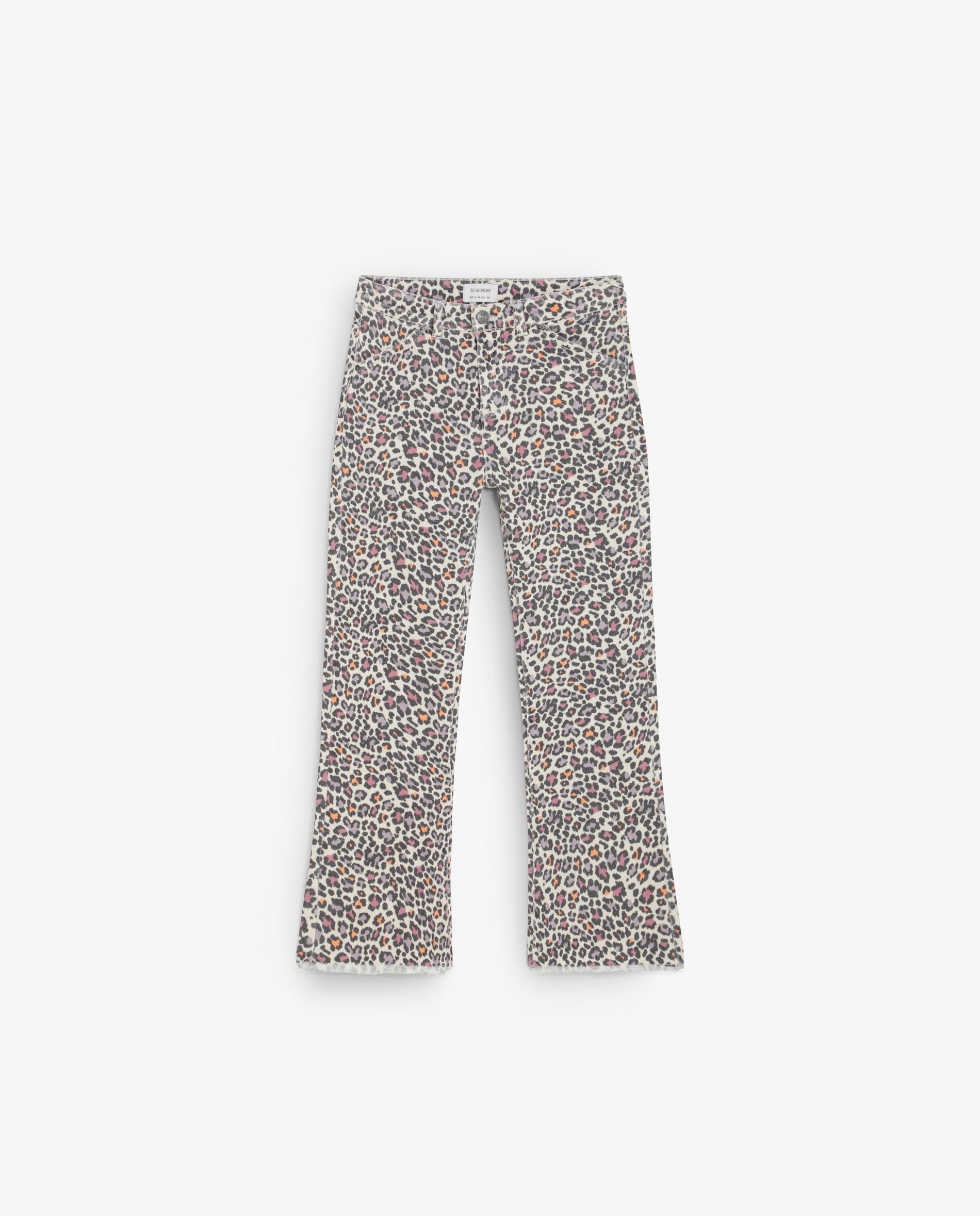 Pantalón cinco bolsillos de niña animal print de corte flare - Scalpers - Beige Beige-5