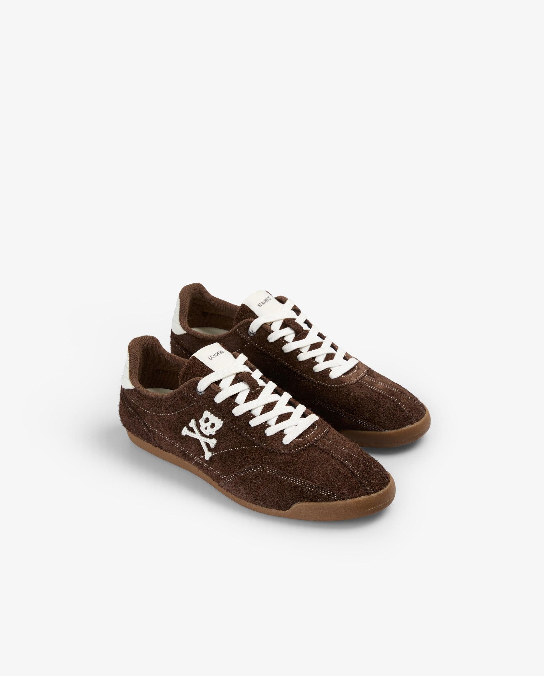 Zapatillas retro de hombre en ante y piel con talón a contraste - Scalpers - Marrón Marrón-3