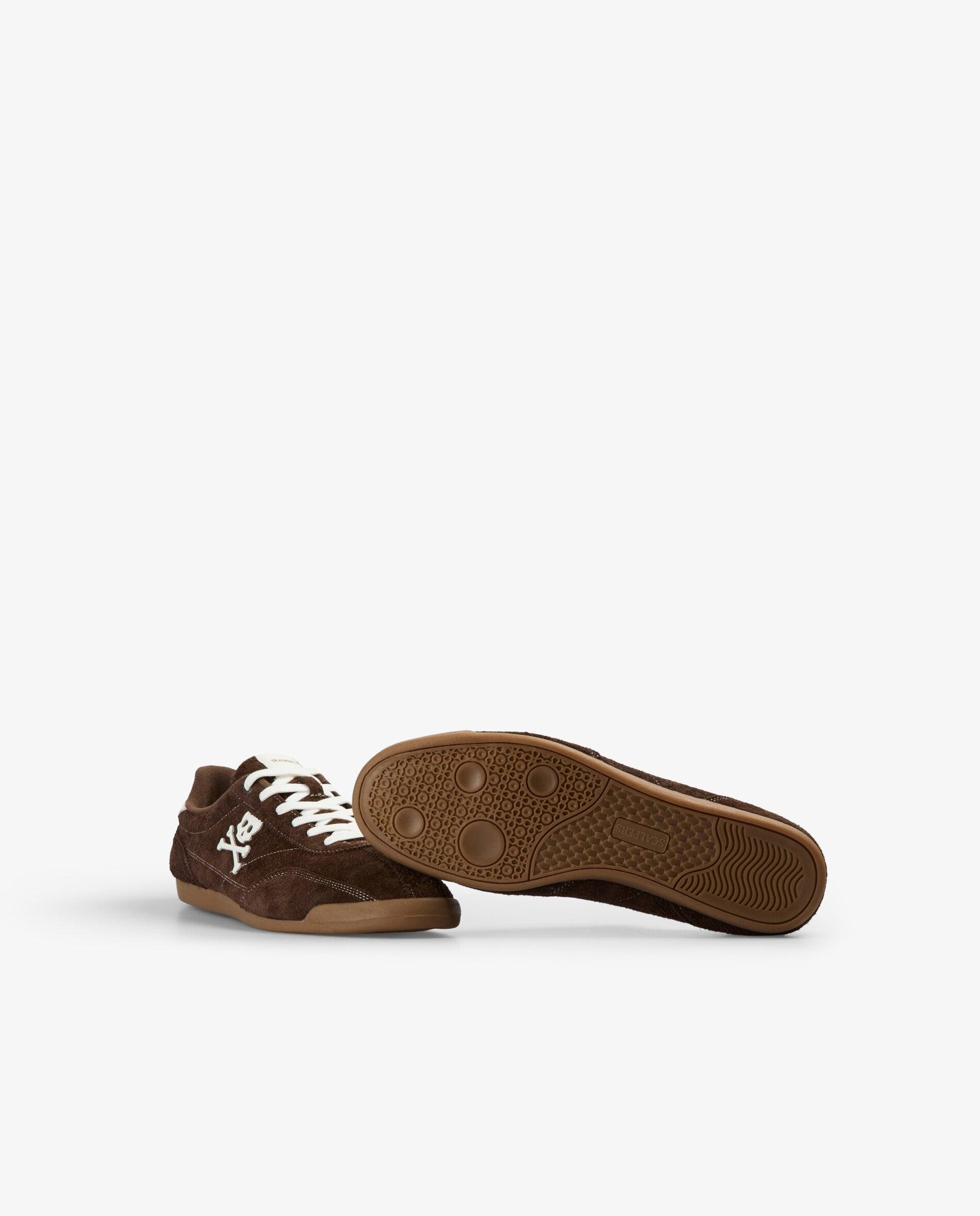 Zapatillas retro de hombre en ante y piel con talón a contraste - Scalpers - Marrón Marrón-4