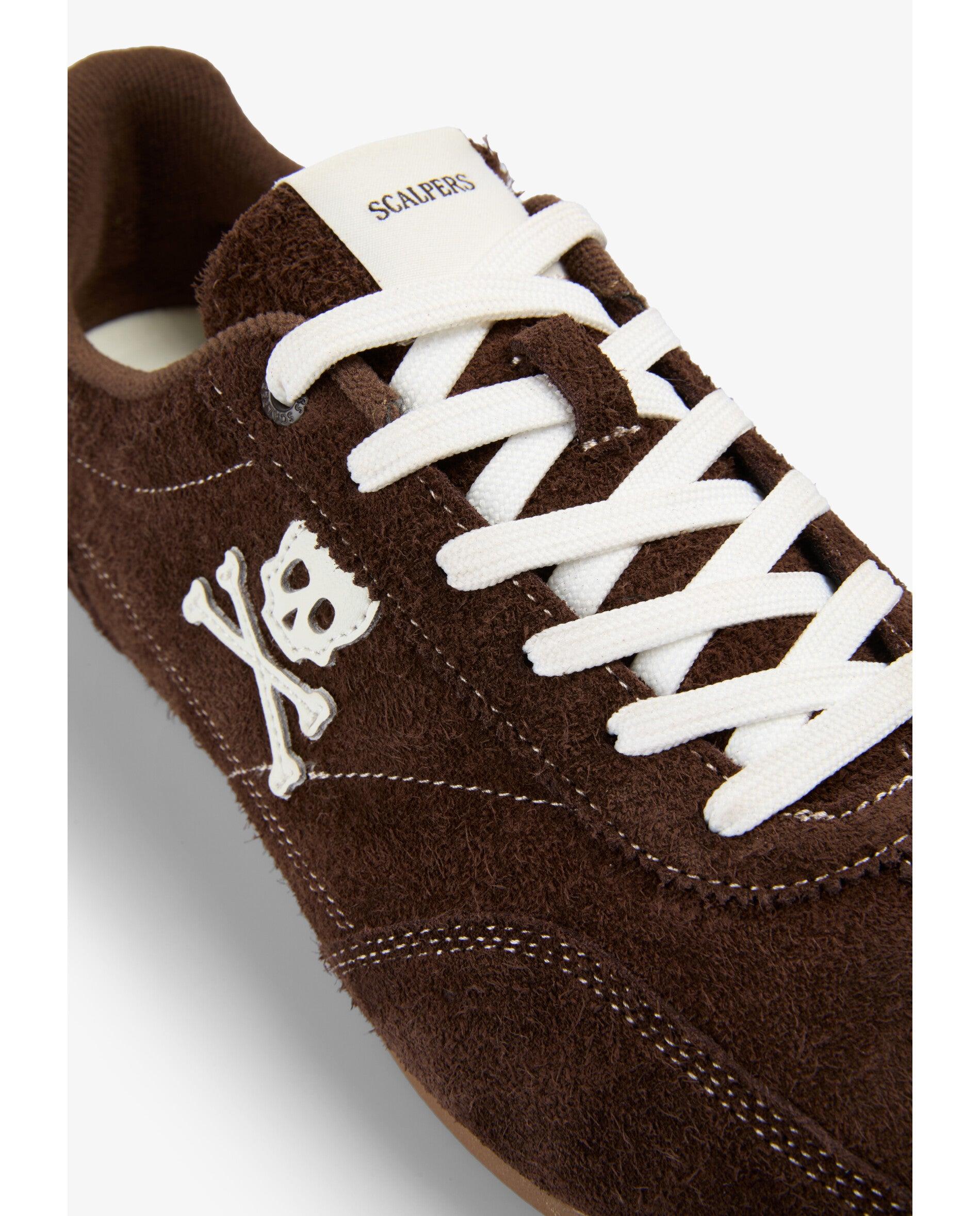 Zapatillas retro de hombre en ante y piel con talón a contraste - Scalpers - Marrón Marrón-6
