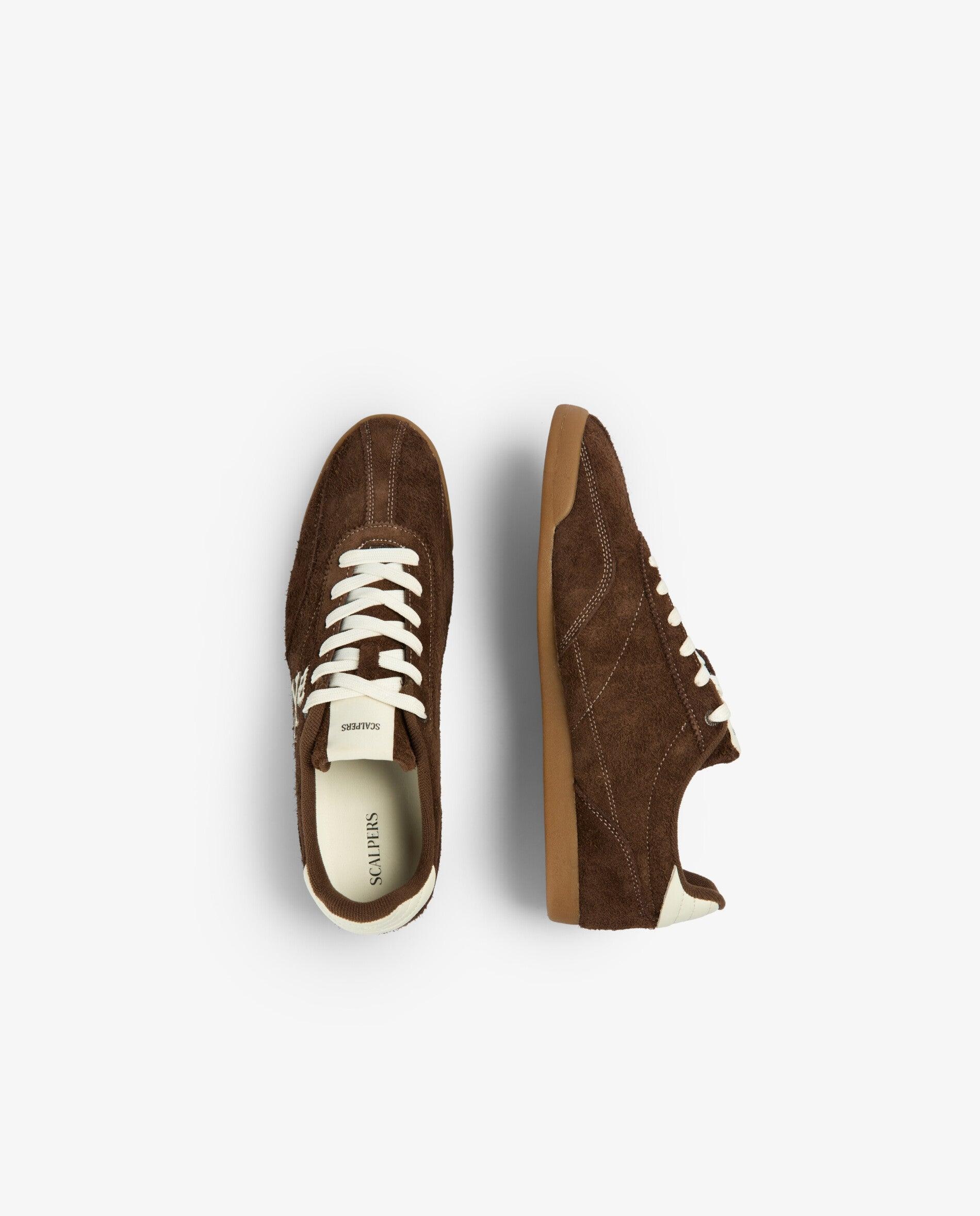 Zapatillas retro de hombre en ante y piel con talón a contraste - Scalpers - Marrón Marrón-9