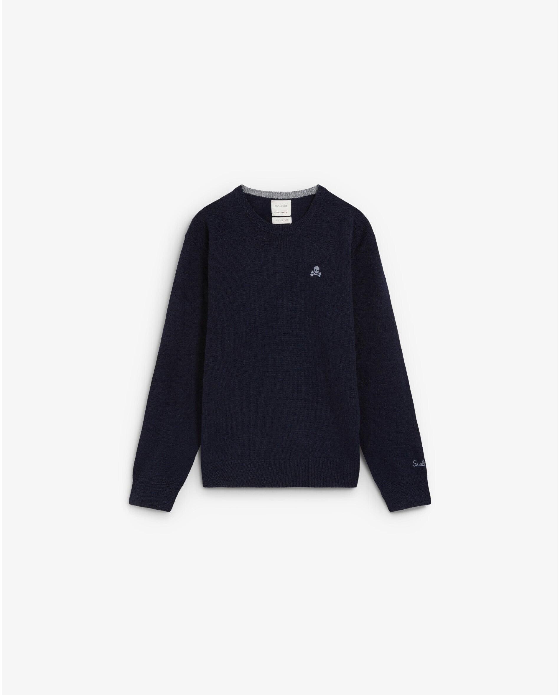 Jersey de niño con parches de calavera a contraste en los codos - Scalpers - Navy Navy-1