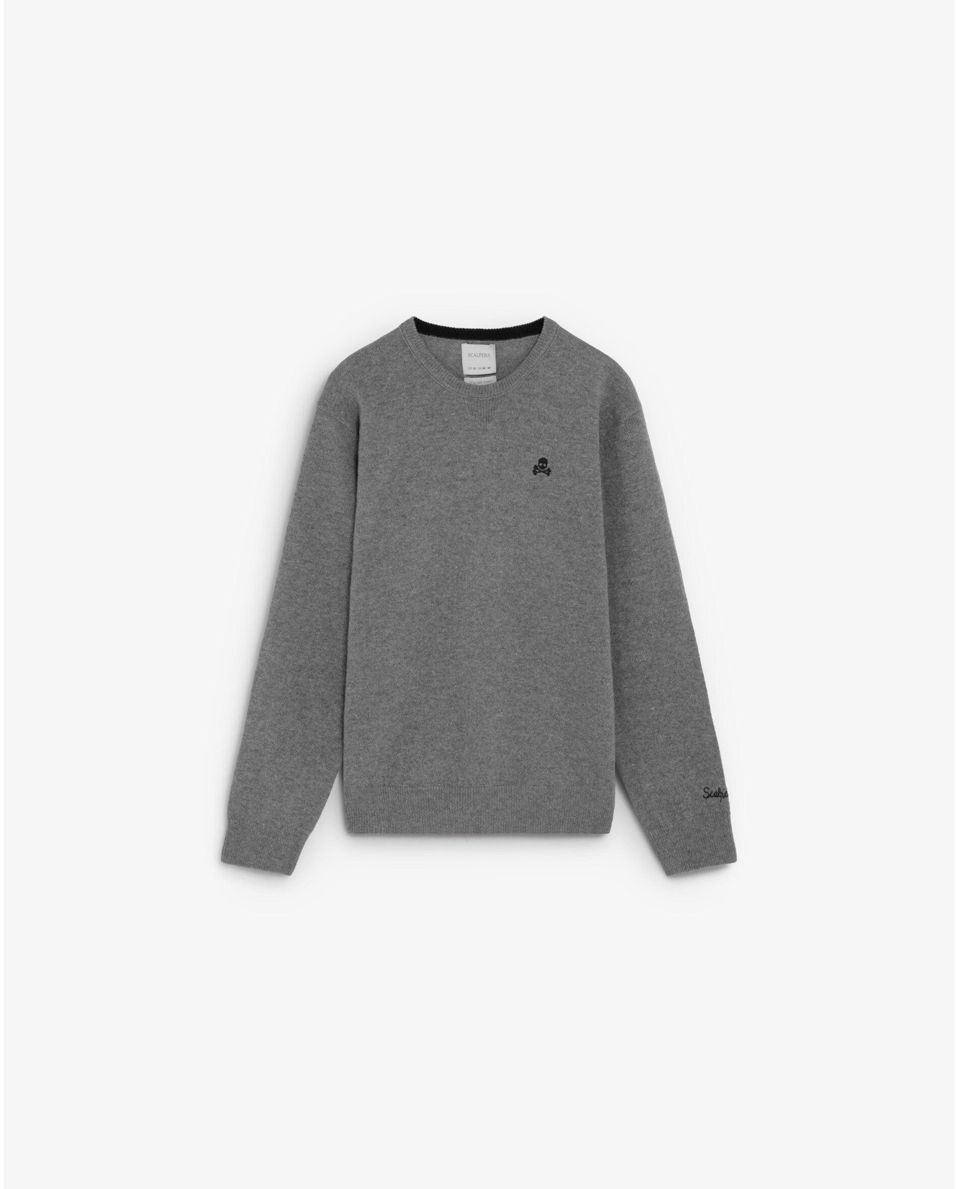 Jersey de niño con parches de calavera a contraste en los codos - Scalpers - Gris Gris-1