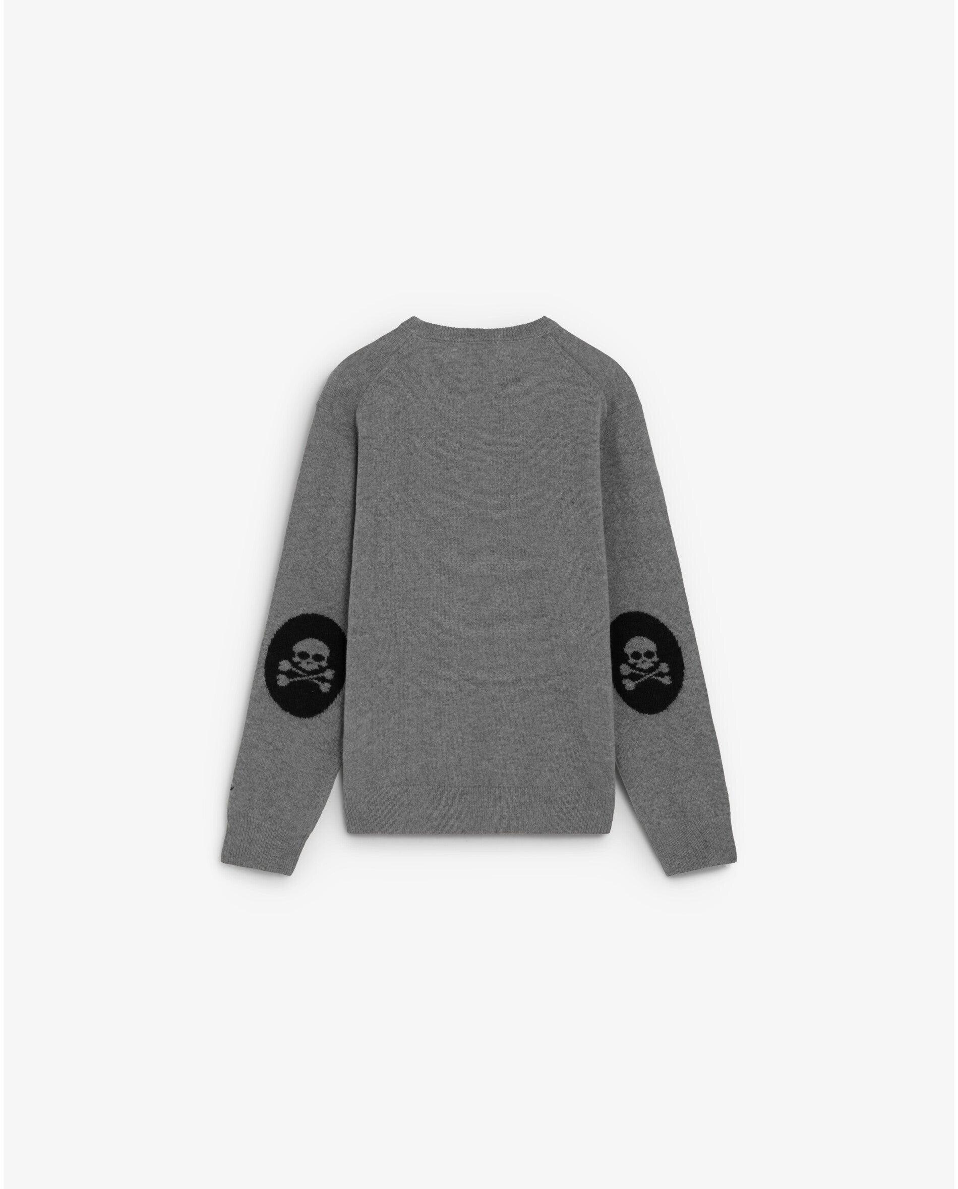 Jersey de niño con parches de calavera a contraste en los codos - Scalpers - Gris Gris-2