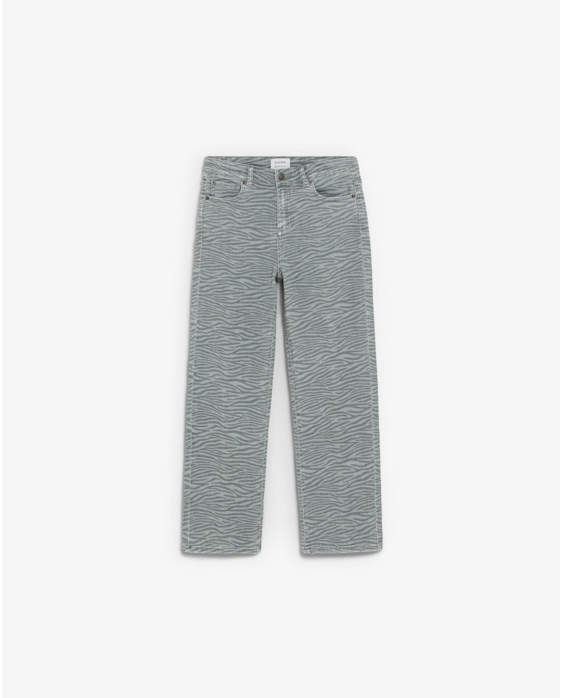 Imagen 0 de Pantalón cinco bolsillos de niña con estampado animal print Verde Agua