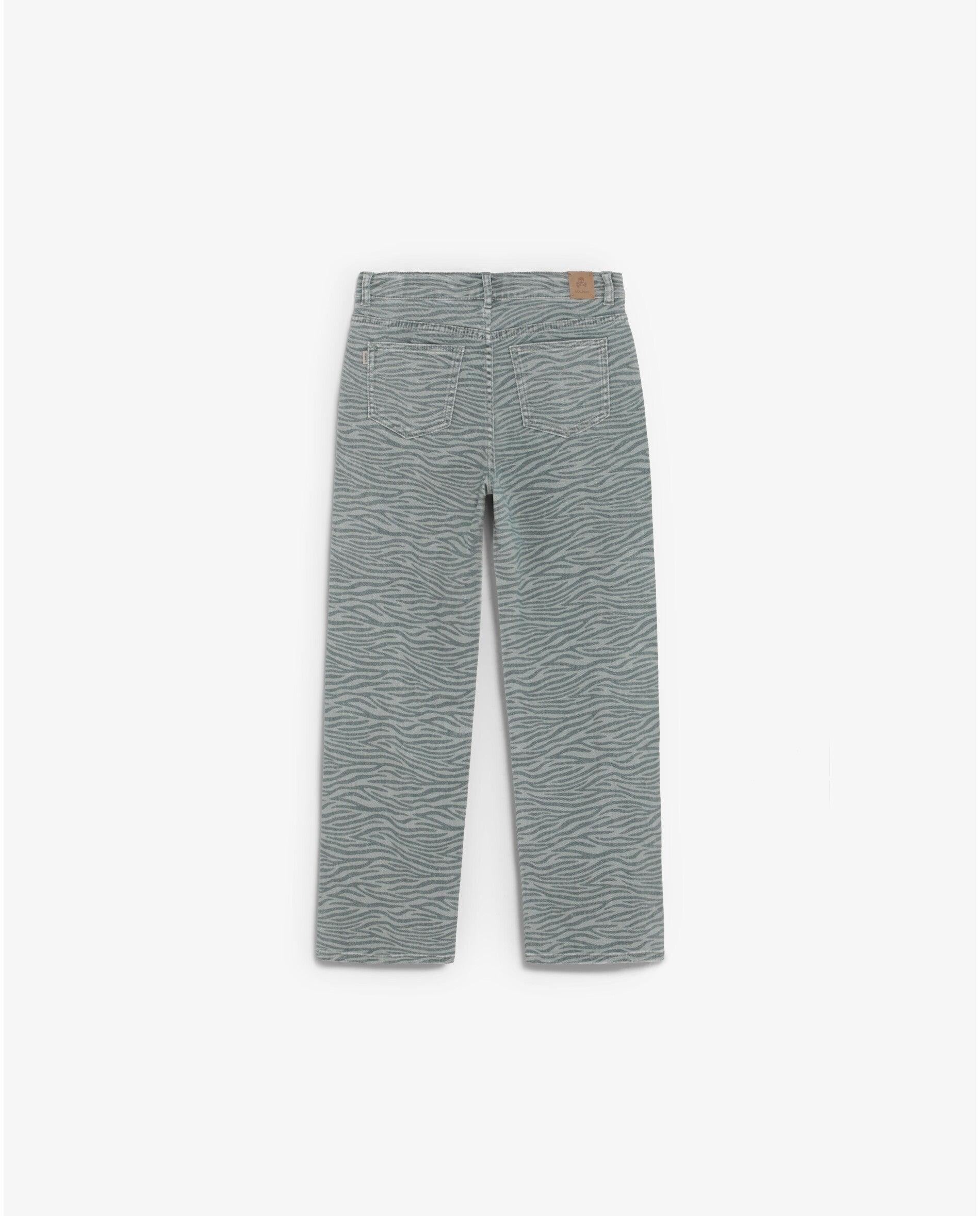Pantalón cinco bolsillos de niña con estampado animal print - Scalpers - Verde Agua Verde Agua-2