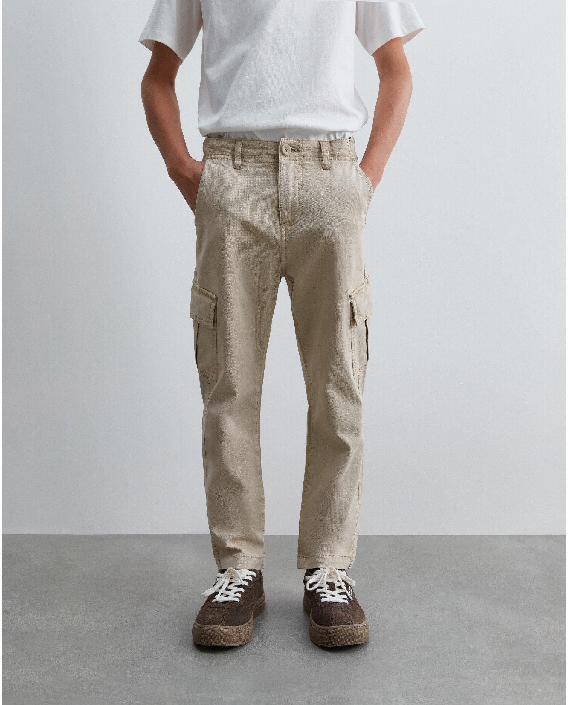 Pantalón cargo de niño slim fit con trabillas en la cintura - Scalpers - Beige Beige-2